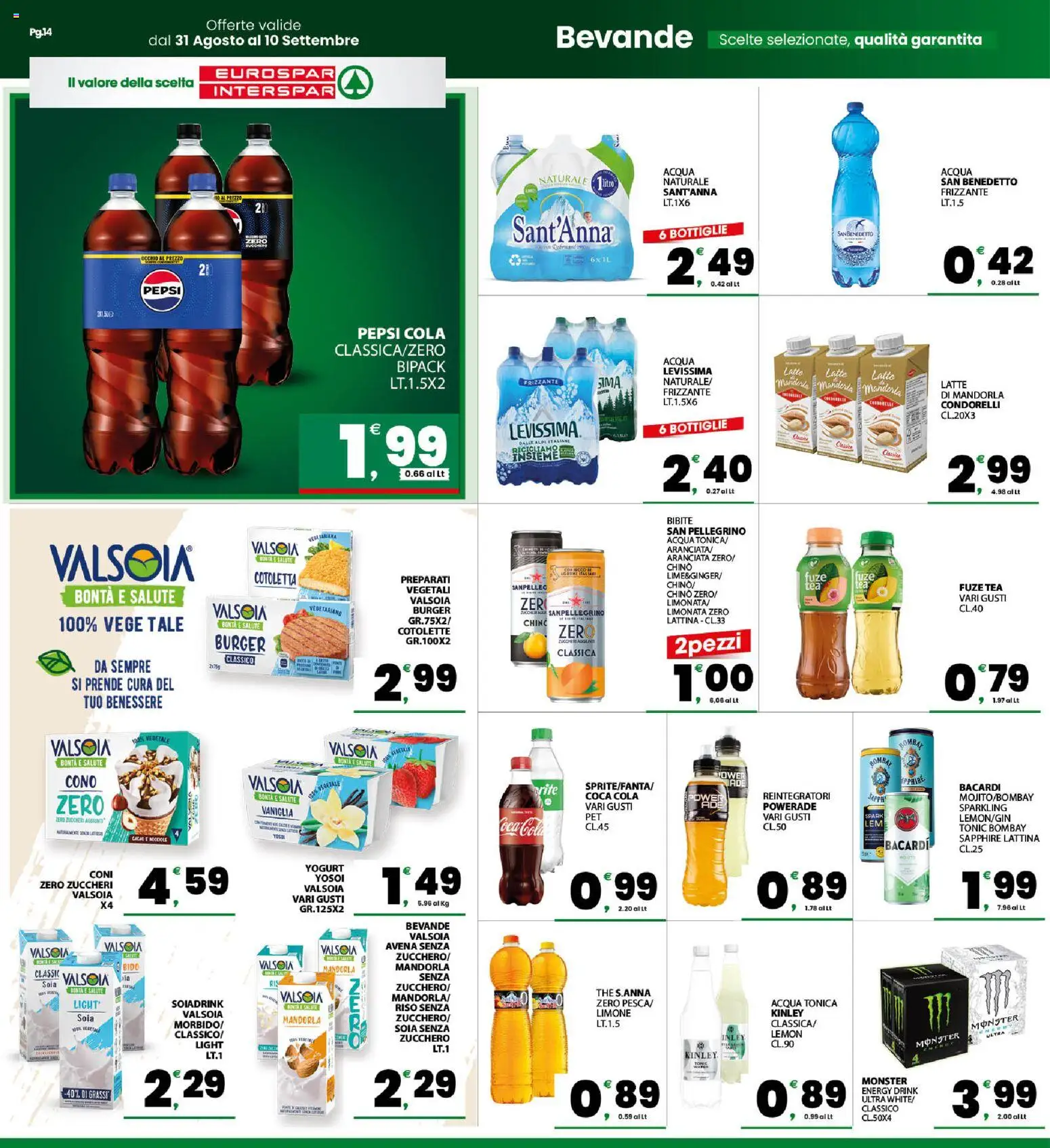 Volantino Eurospar del 31/08/2026 | Pagina: 14 | Prodotti: Yogurt, The, Bibite, Pepsi