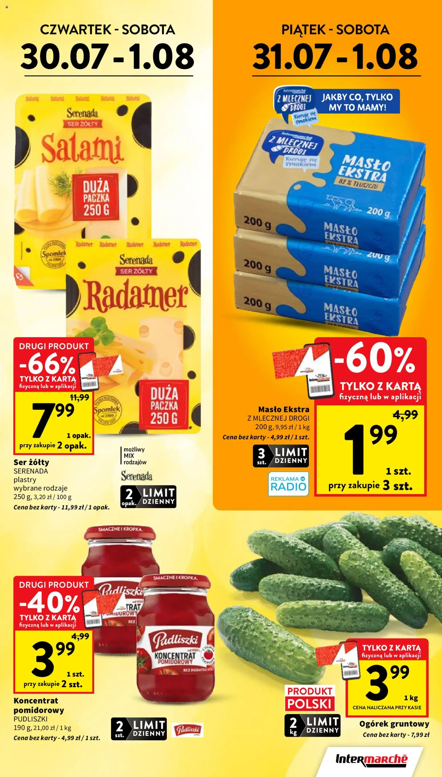 Intermarche gazetka od 30.07.2026 | Strona: 3 | Produkty: Ser żółty, Radio, Ogórek, Salami