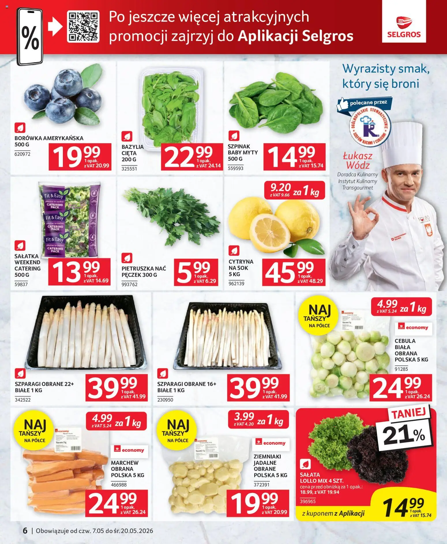 Selgros cash&carry gazetka - Oferta dla gastronomii od 07.05.2026 | Strona: 6 | Produkty: Borówka amerykańska, Szpinak, Szparagi, Ziemniaki