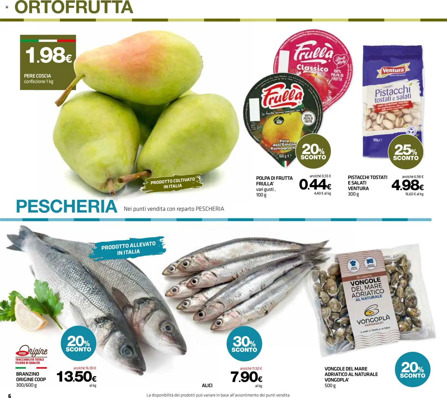 Volantino Superconti del 27/08/2026 | Pagina: 6 | Prodotti: Vongole, Pere, Frutta, Alici