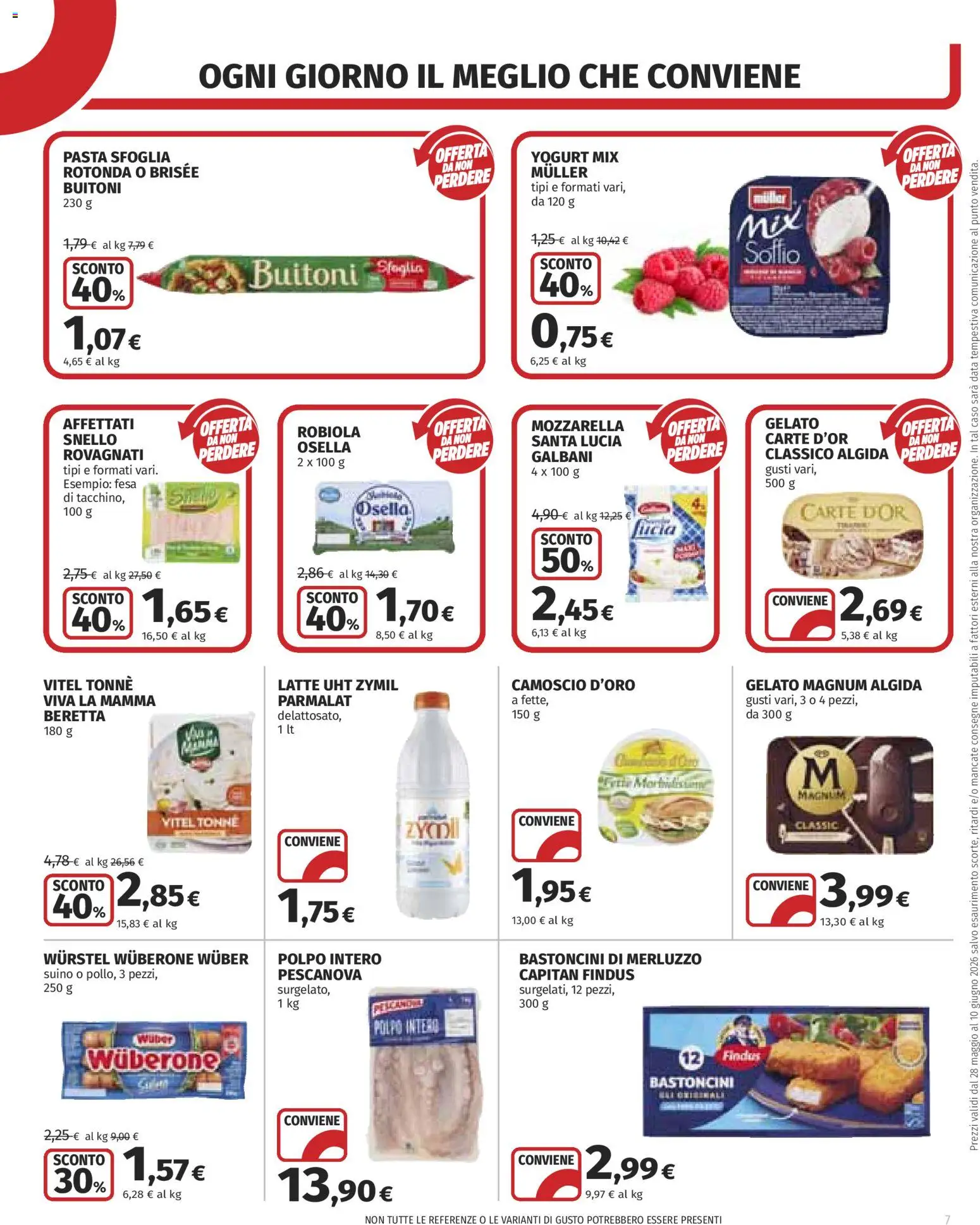 Volantino COOP del 28.05.2026 | Pagina: 7 | Prodotti: Yogurt, Polpo, Latte, Wurstel