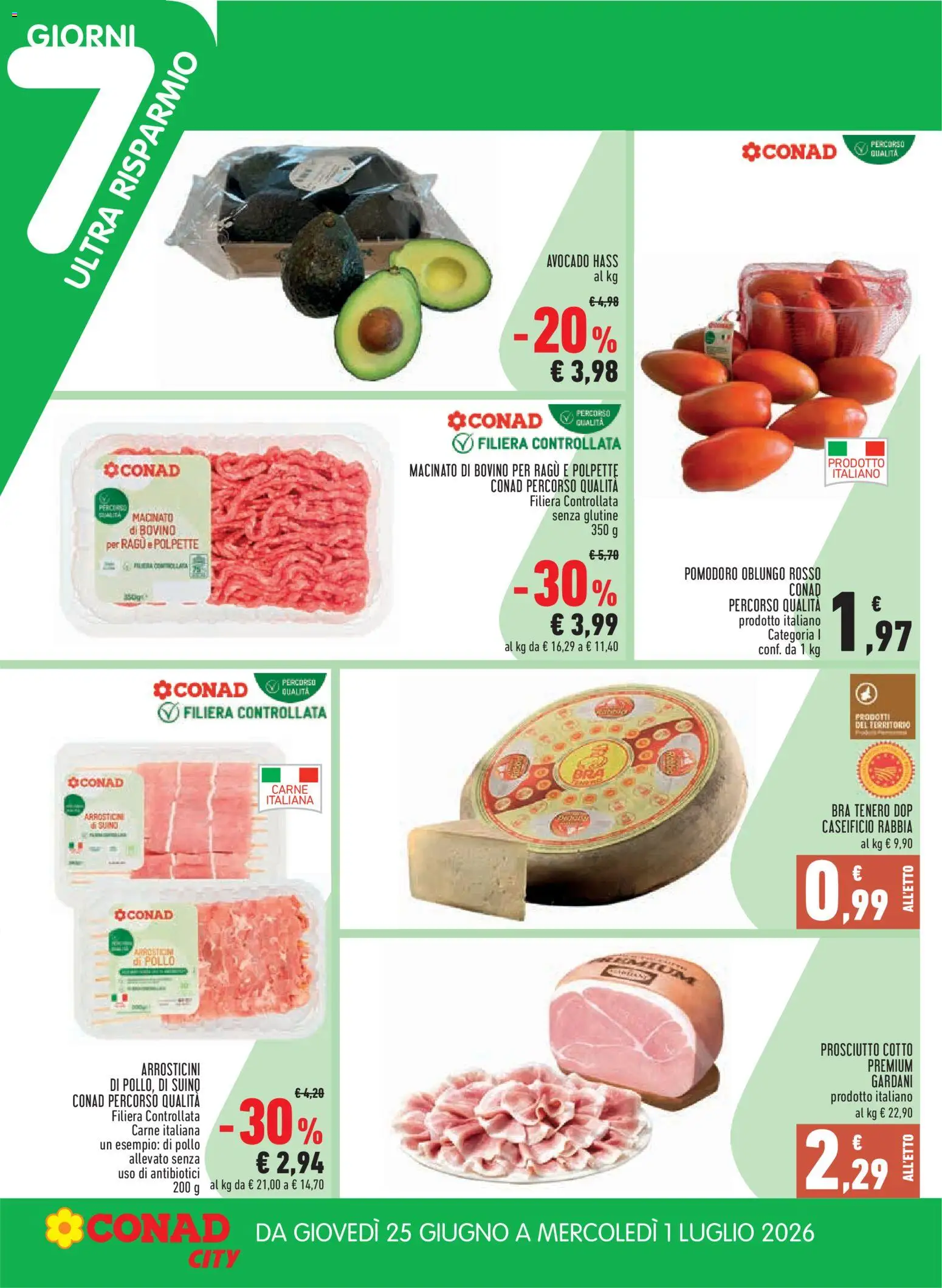 Volantino Conad del 18.06.2026 | Pagina: 22 | Prodotti: Bovino, Pollo, Avocado, Ragú