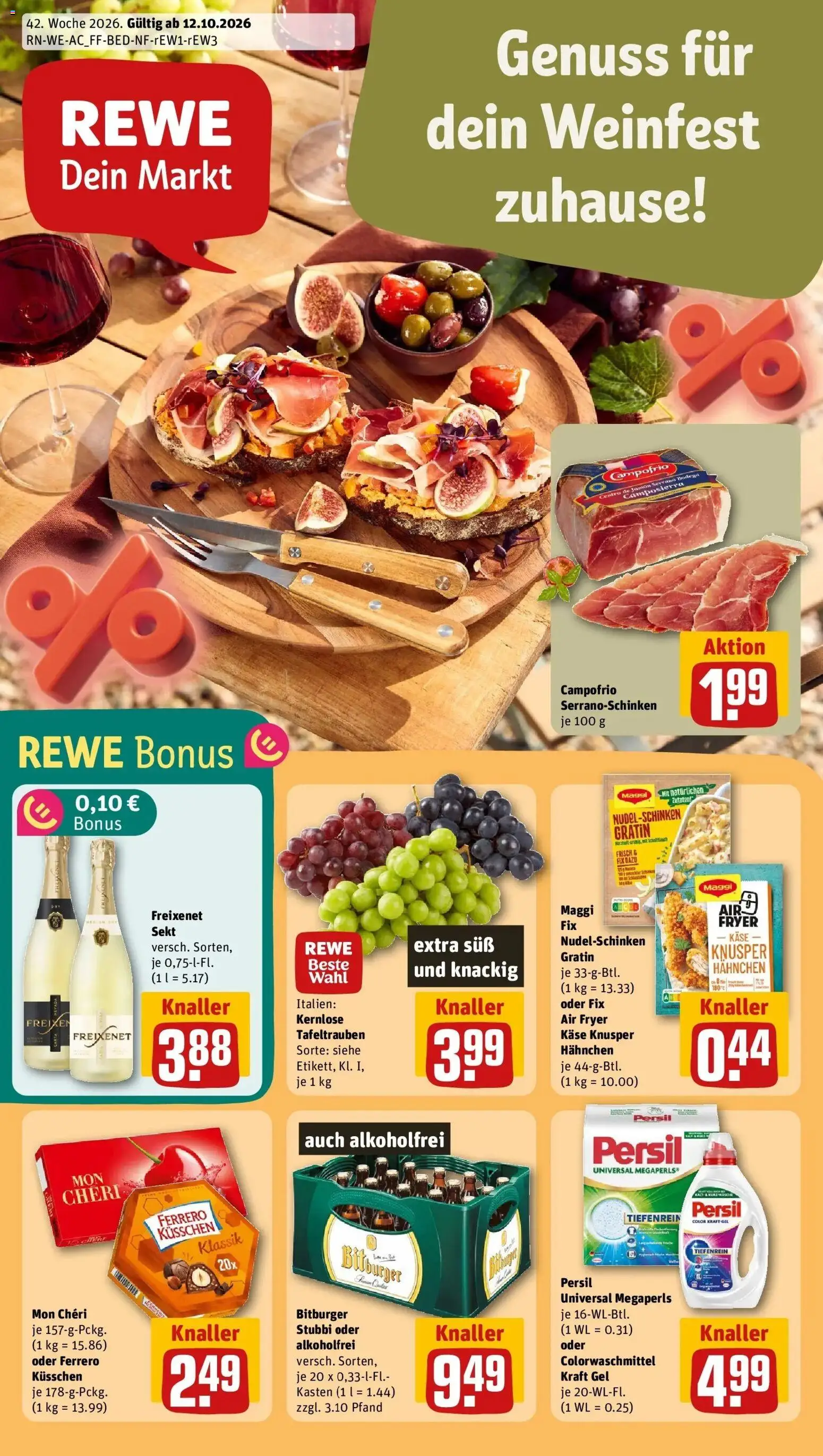 REWE Prospekt ab 12.10.2026 zum Blättern » Angebote | Seite: 1 | Produkte: Bitburger, Maggi, Persil, Mon cheri