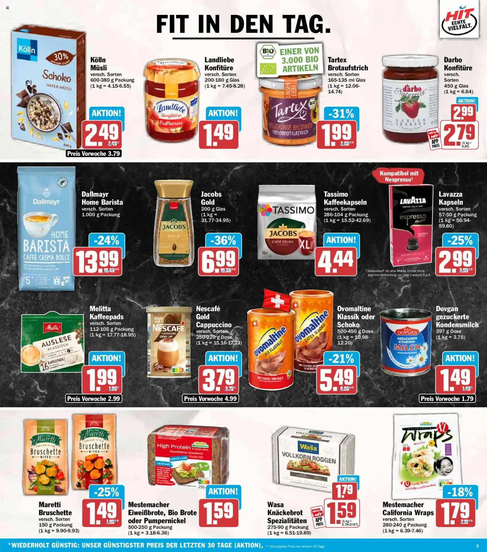 HIT Prospekt – gültig ab 08.06.2026 | Seite: 3 | Produkte: Musli, Kaffeepads, Erdbeeren, Tassimo