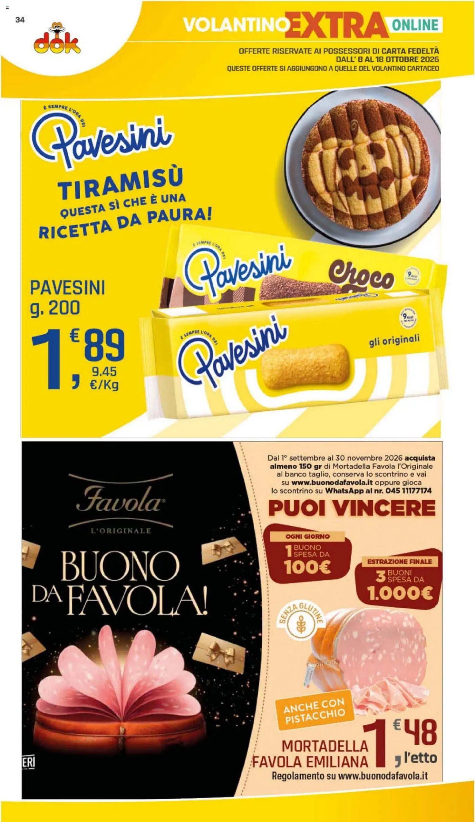 Volantino DOK del 06/10/2026 | Pagina: 34 | Prodotti: Senza glutine, Pistacchio, Mortadella, Tiramisù