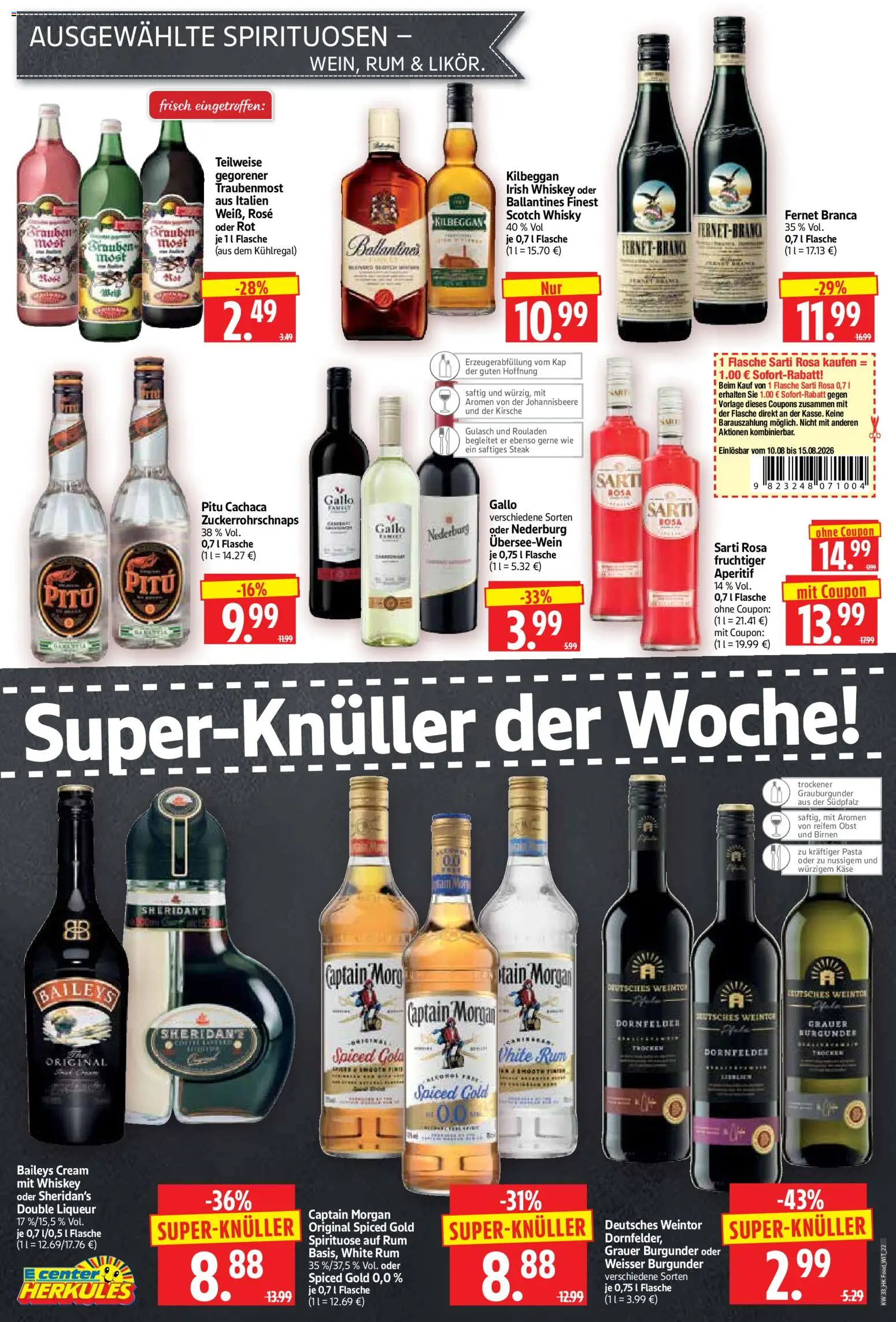 HERKULES Prospekt – gültig ab 10.08.2026 | Seite: 22 | Produkte: Obst, Captain morgan, Pasta, Steak