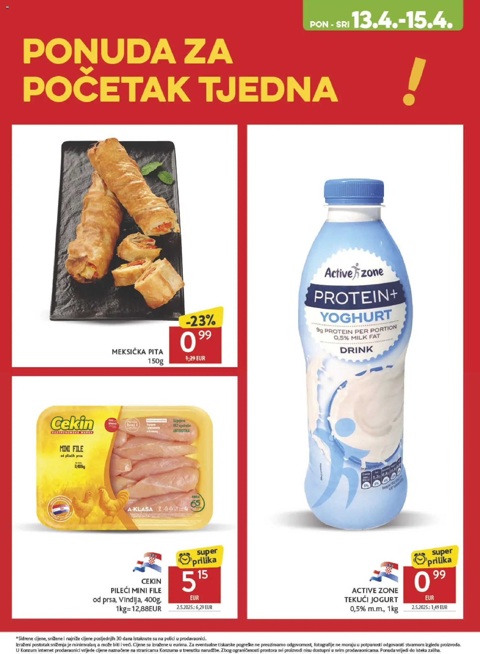 Konzum HR akciós ujság - amely érvényes a következő dátumtól: 08.04.2026 | Oldal: 47 | Termékek: Protein, Pita