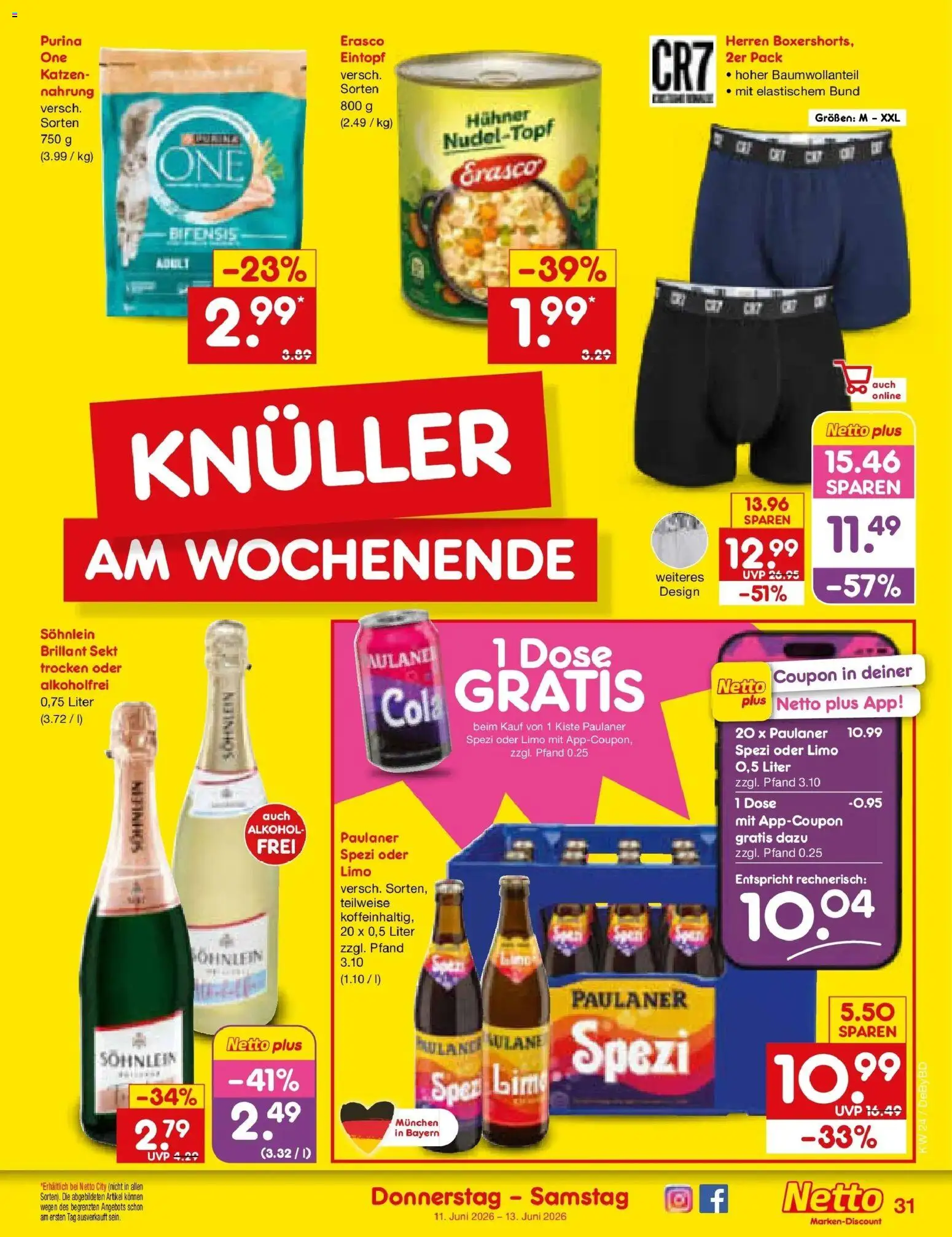 Netto Marken-Discount Prospekt Buttenwiesen – gültig ab 08.06.2026 | Seite: 47 | Produkte: Cola, Paulaner spezi, Sekt, Erasco