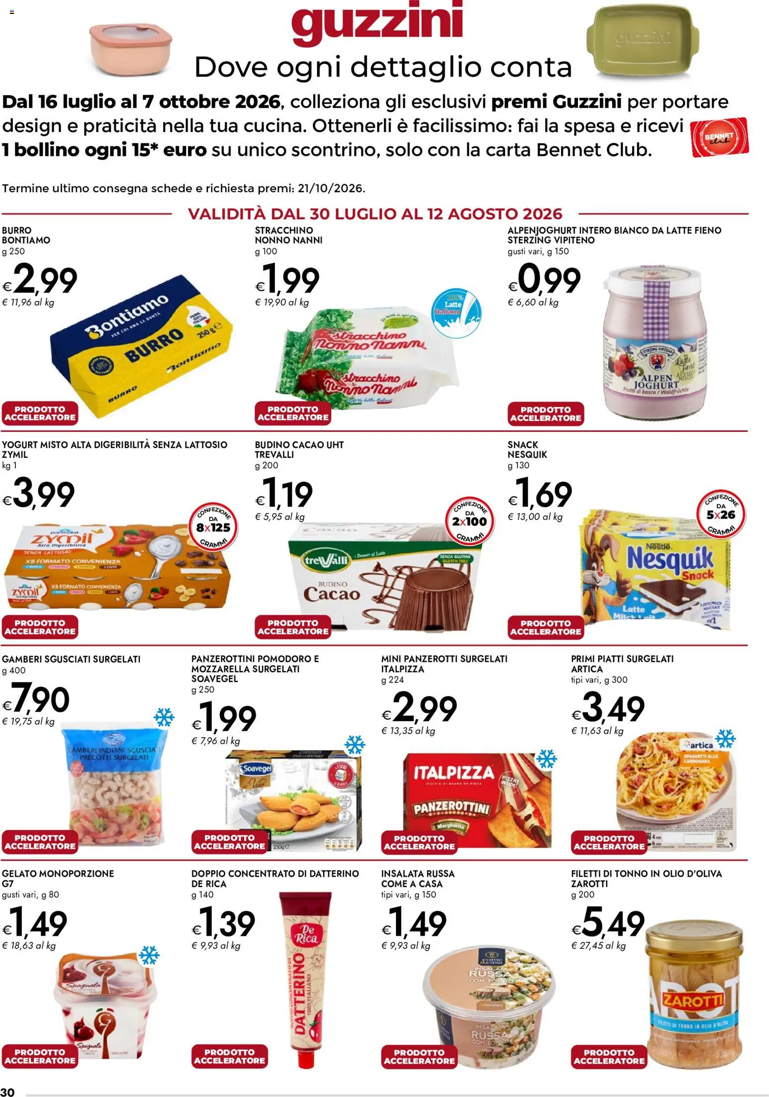 Volantino bennet del 30/07/2026 | Pagina: 30 | Prodotti: Gamberi, Gelato, Latte, Cacao