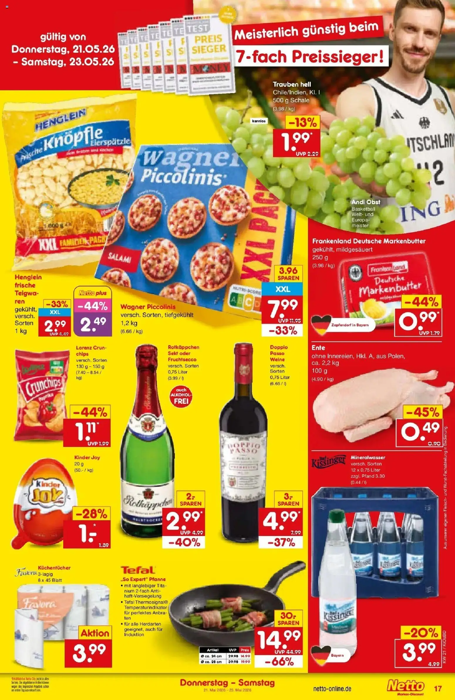 Netto Marken-Discount Prospekt Mistelbach	 – gültig ab 17.05.2026 | Seite: 19 | Produkte: Sekt, Mineralwasser, Fleisch, Ente