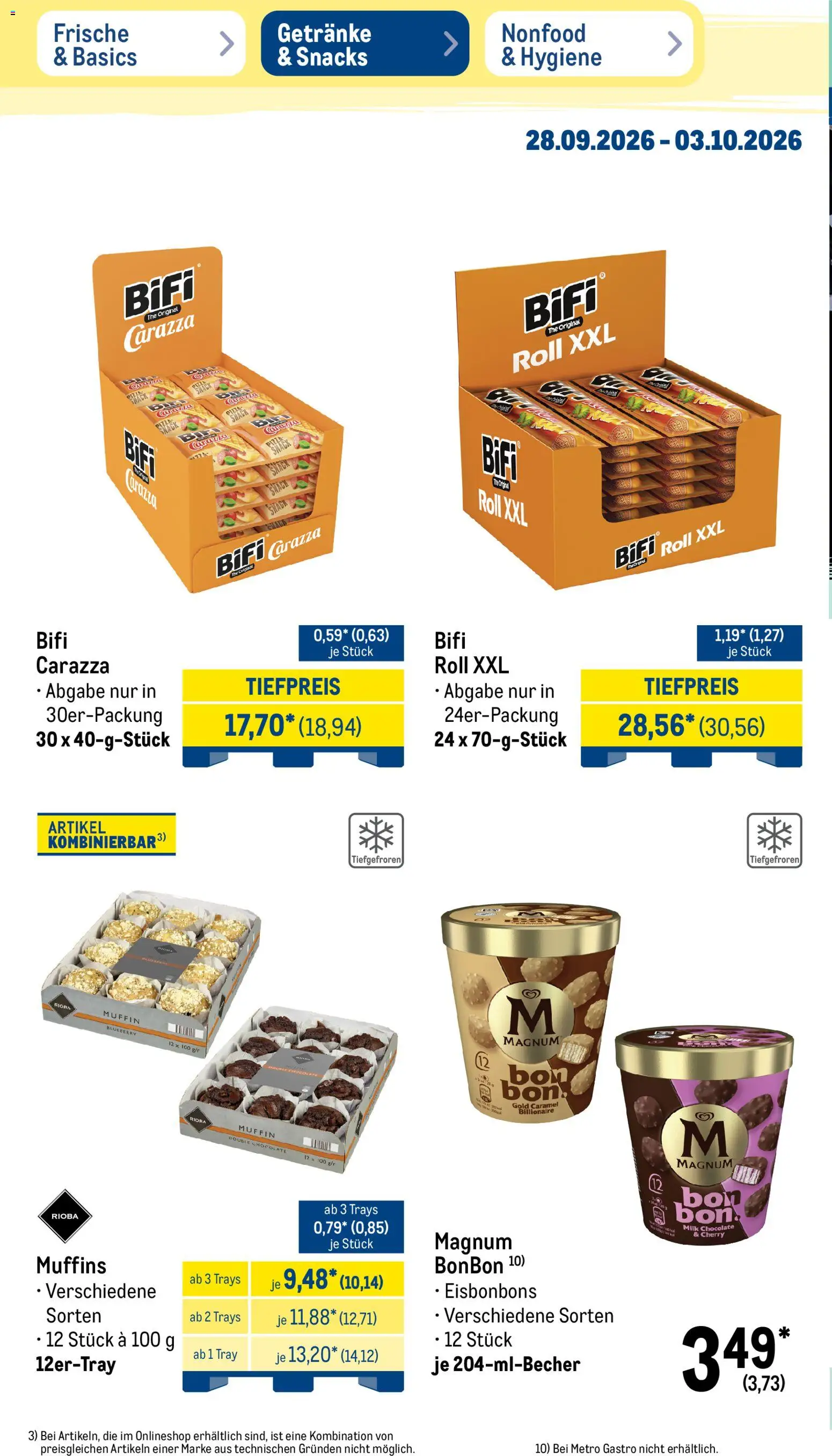 Metro Prospekt – gültig ab 28.09.2026 | Seite: 34 | Produkte: Bifi, Pizza