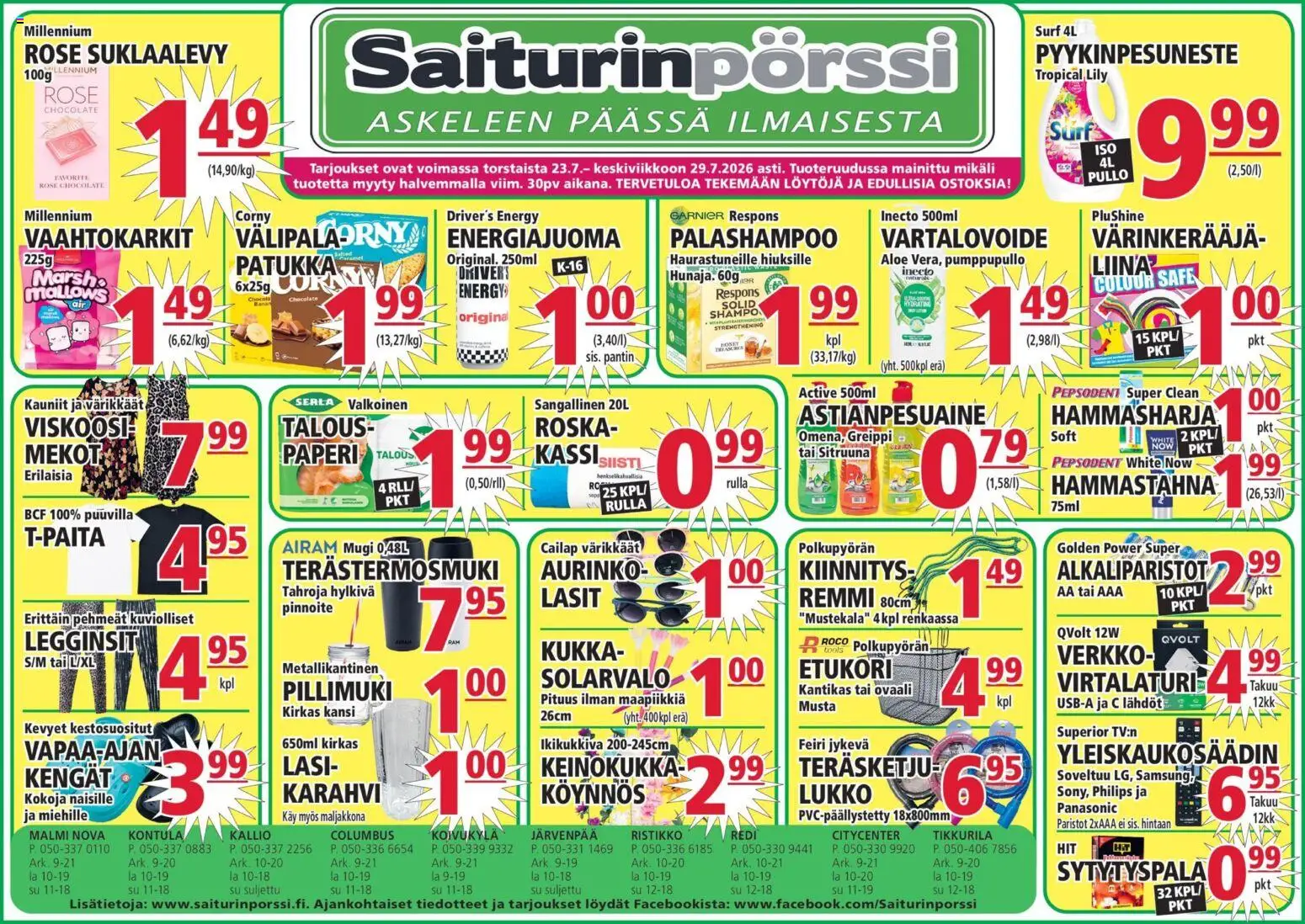 Saiturinpörssi tarjoukset – voimassa 23/07/2026 alkaen | Sivu: 1 | Tuotteet: Kansi, Vartalovoide, Hammastahna, Greippi