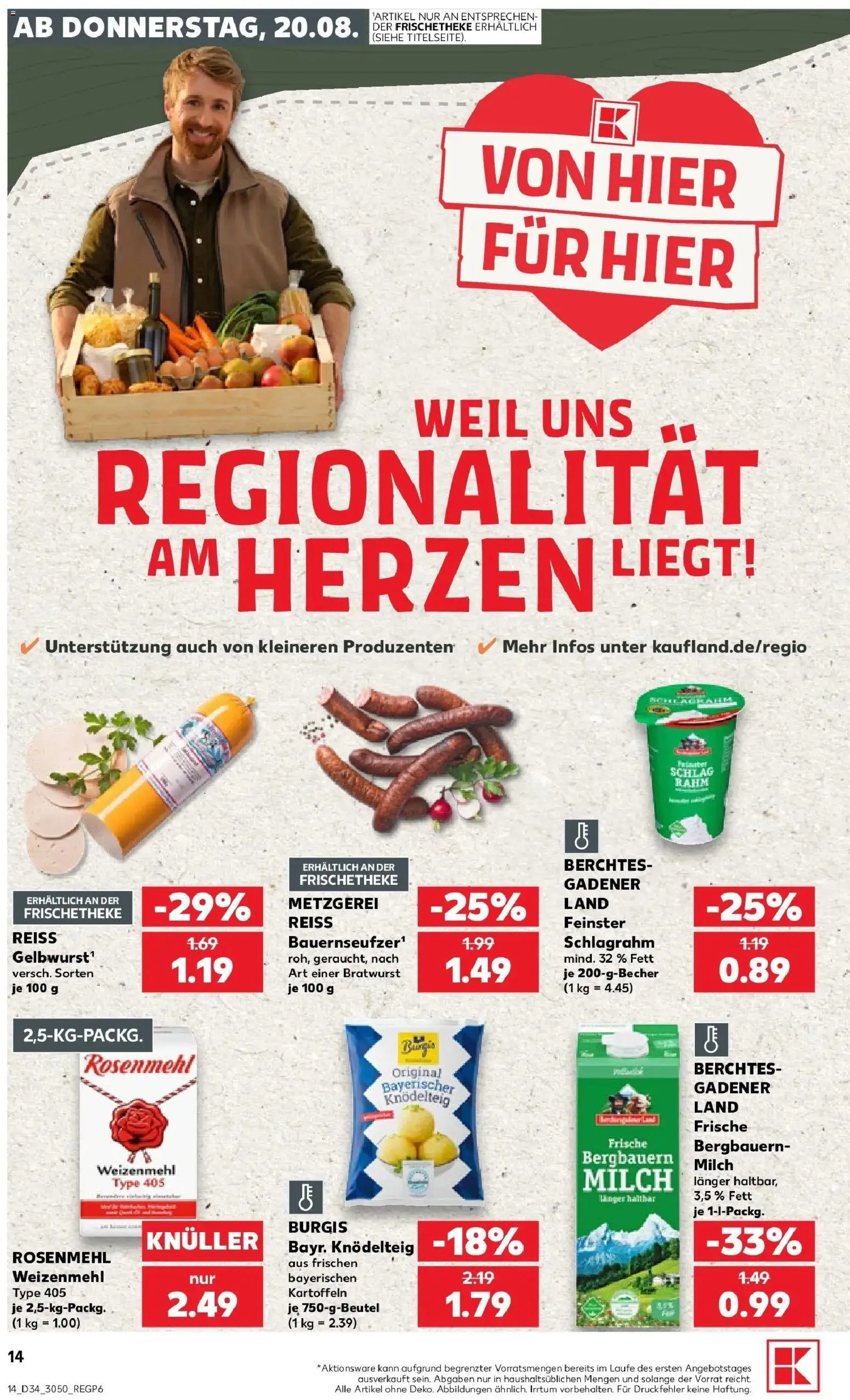 Prospekt Kaufland ab 17.08.2026 » Angebote Online zum Blättern | Seite: 25 | Produkte: Milch, Bratwurst, Weizenmehl, Kartoffeln
