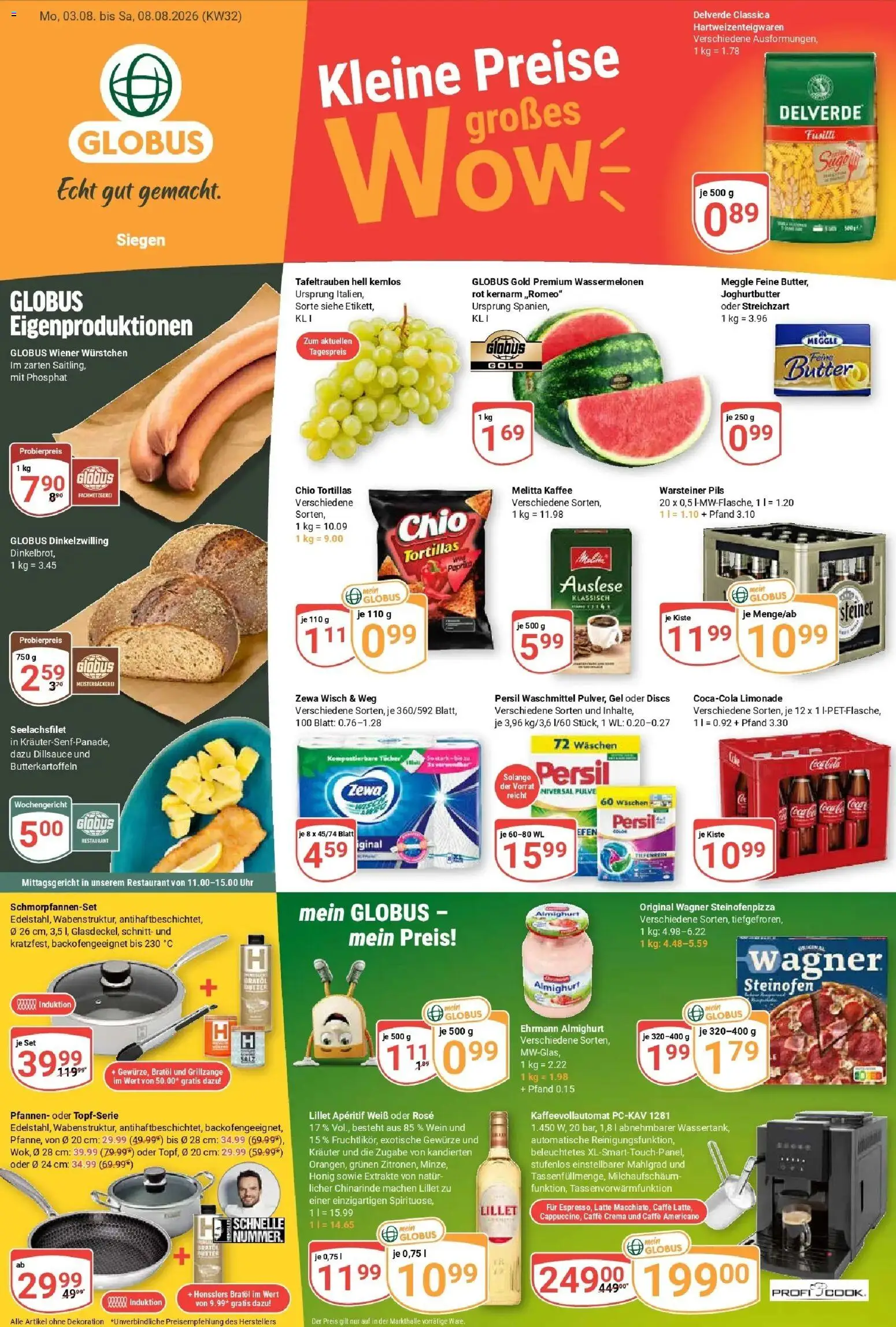 Globus Prospekt Siegen (ab 03.08.2026) » Angebote online | Seite: 5 | Produkte: Tortillas, Butter, Chio tortillas, Kaffeevollautomat