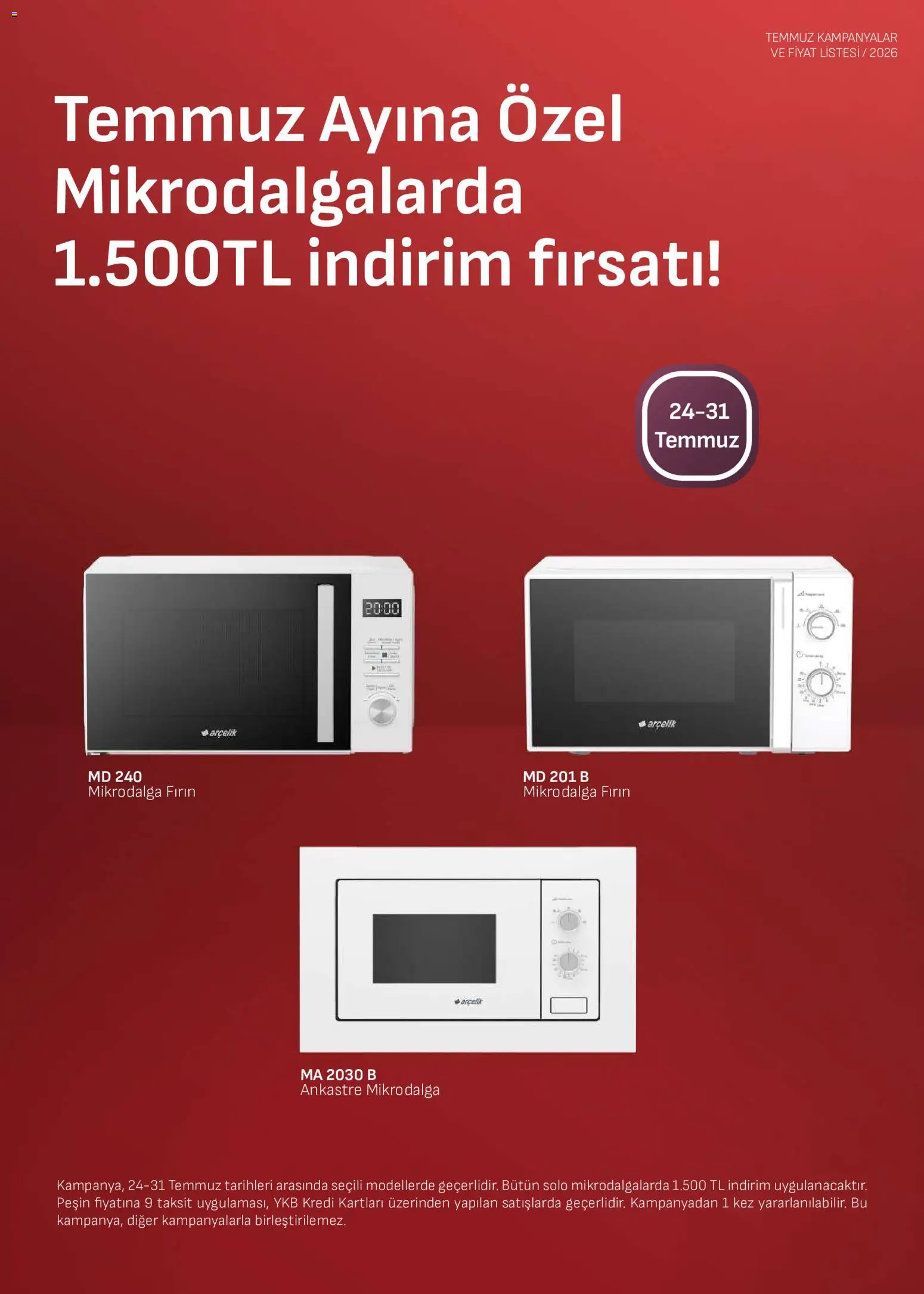 Arçelik - Ankastre Kataloğu - 24 Temmuz 2026 tarihinden itibaren geçerlidir | Sayfa: 6 | Ürünler: Fırın, Mikrodalga fırın