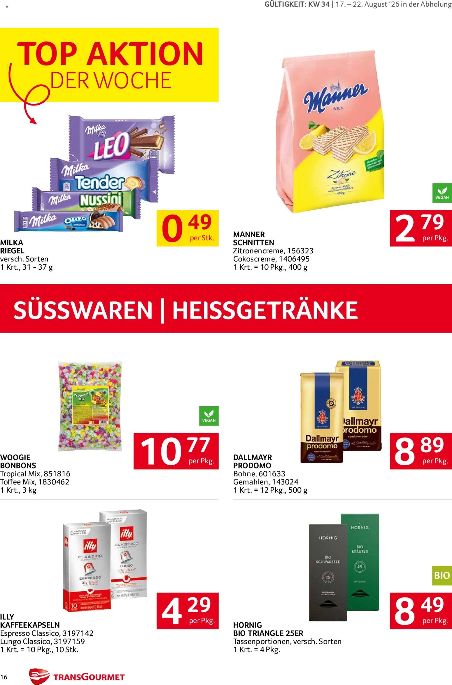 Transgourmet Flugblatt gültig ab 17.08.2026 | Seite: 15 | Produkte: Süßwaren