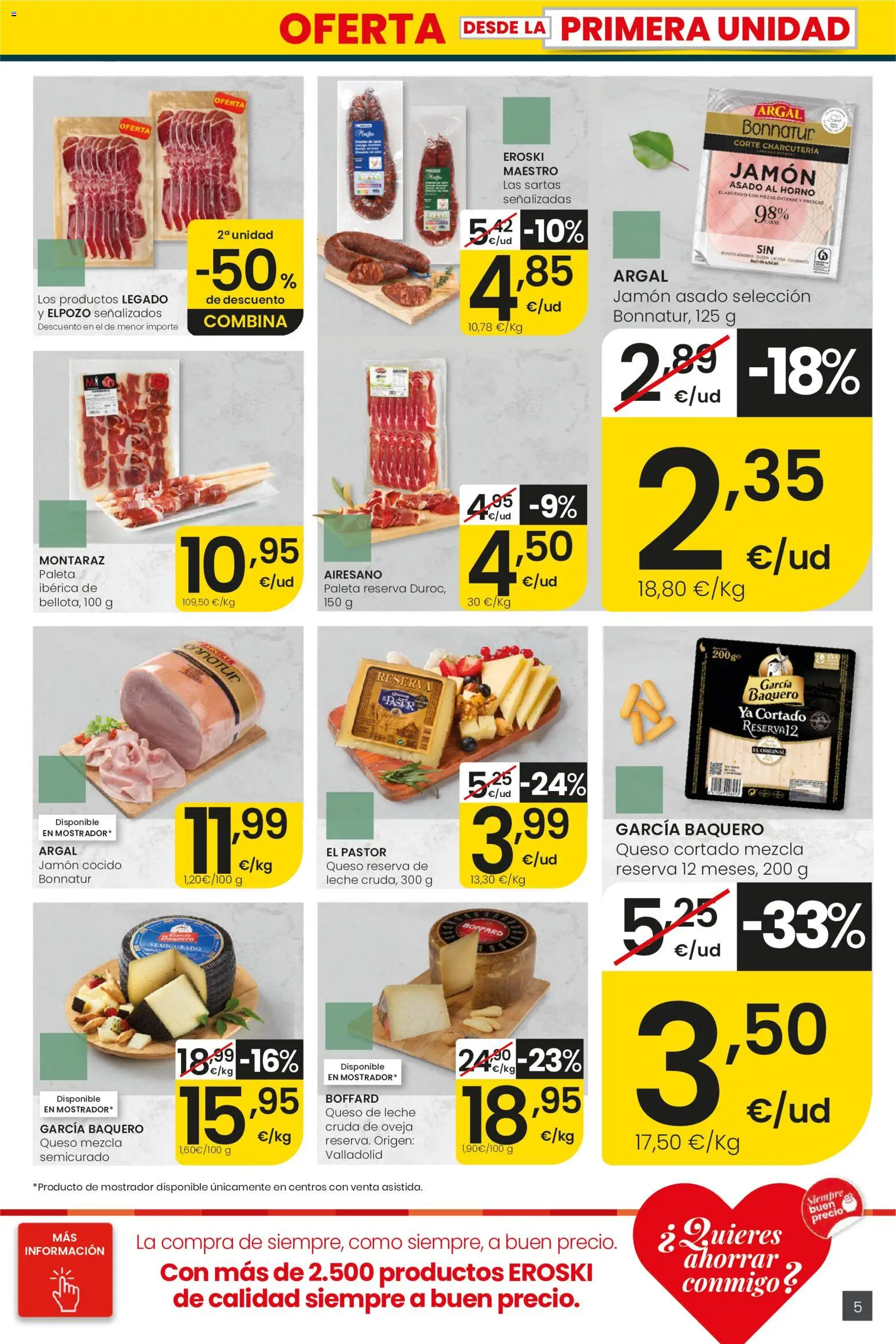 Eroski folleto │ válido desde el 01/10/2026 | Página: 5 | Productos: Leche, Jamón, Jamón cocido, Horno