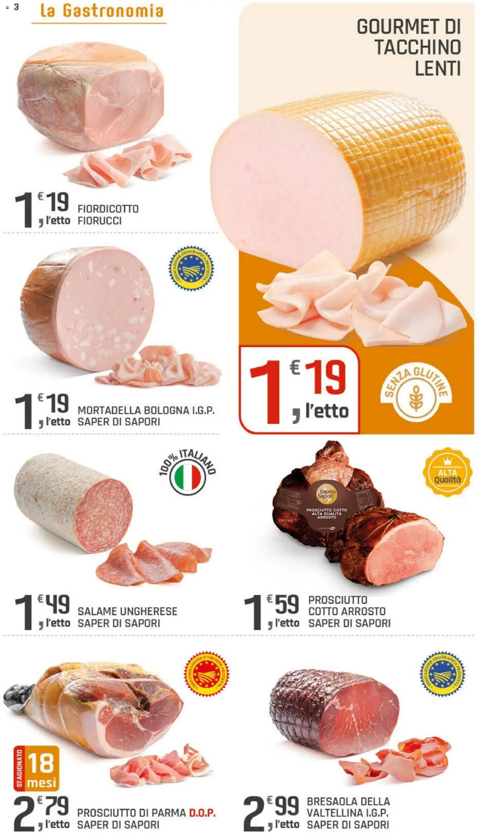 Volantino DOK del 02/09/2026 | Pagina: 3 | Prodotti: Senza glutine, Prosciutto di Parma, Bresaola, Prosciutto