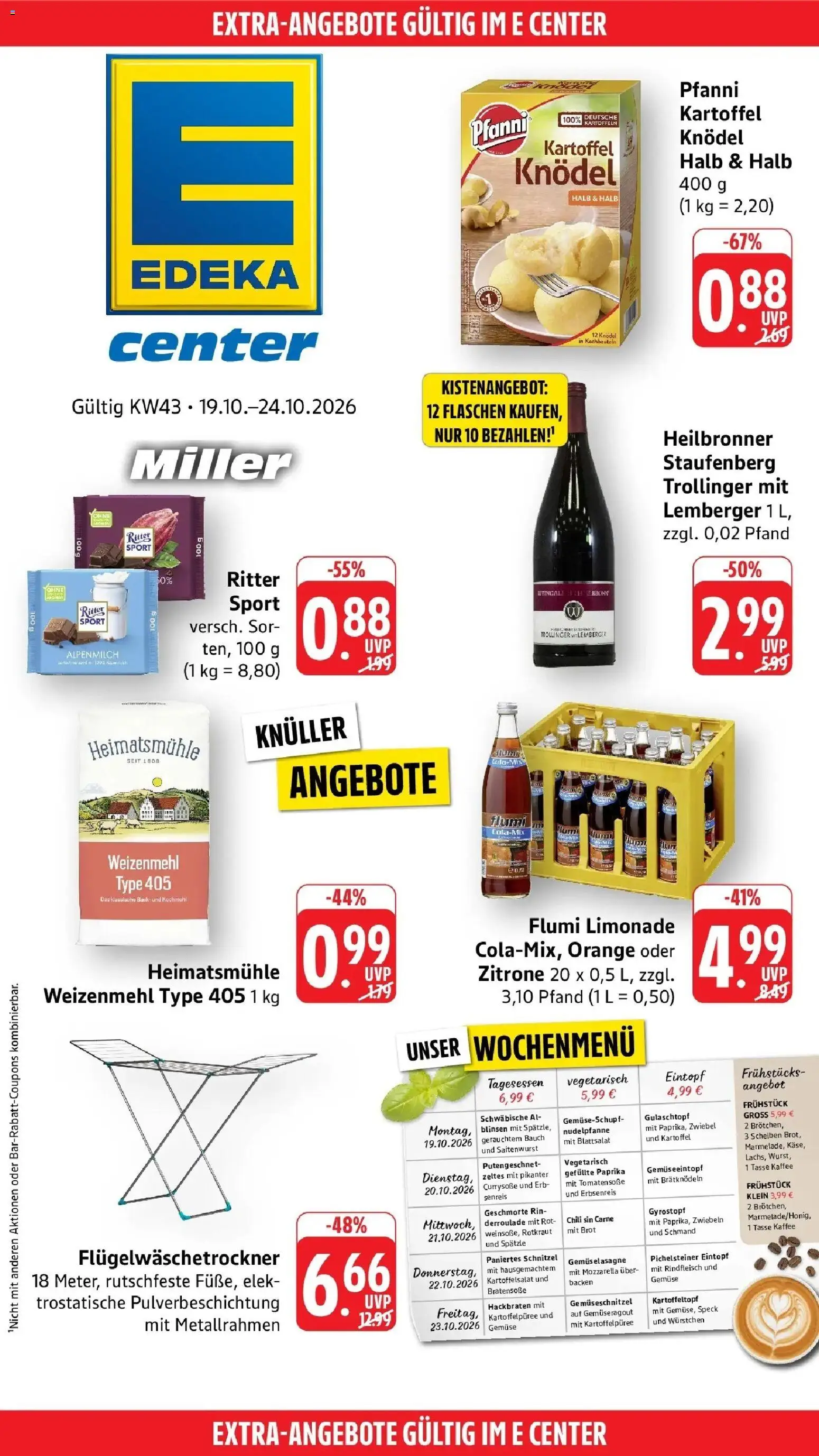 E center Prospekt Aalen (ab 19.10.2026) zum Blättern | Seite: 57 | Produkte: Ritter sport, Weizenmehl, Gemüse, Paprika