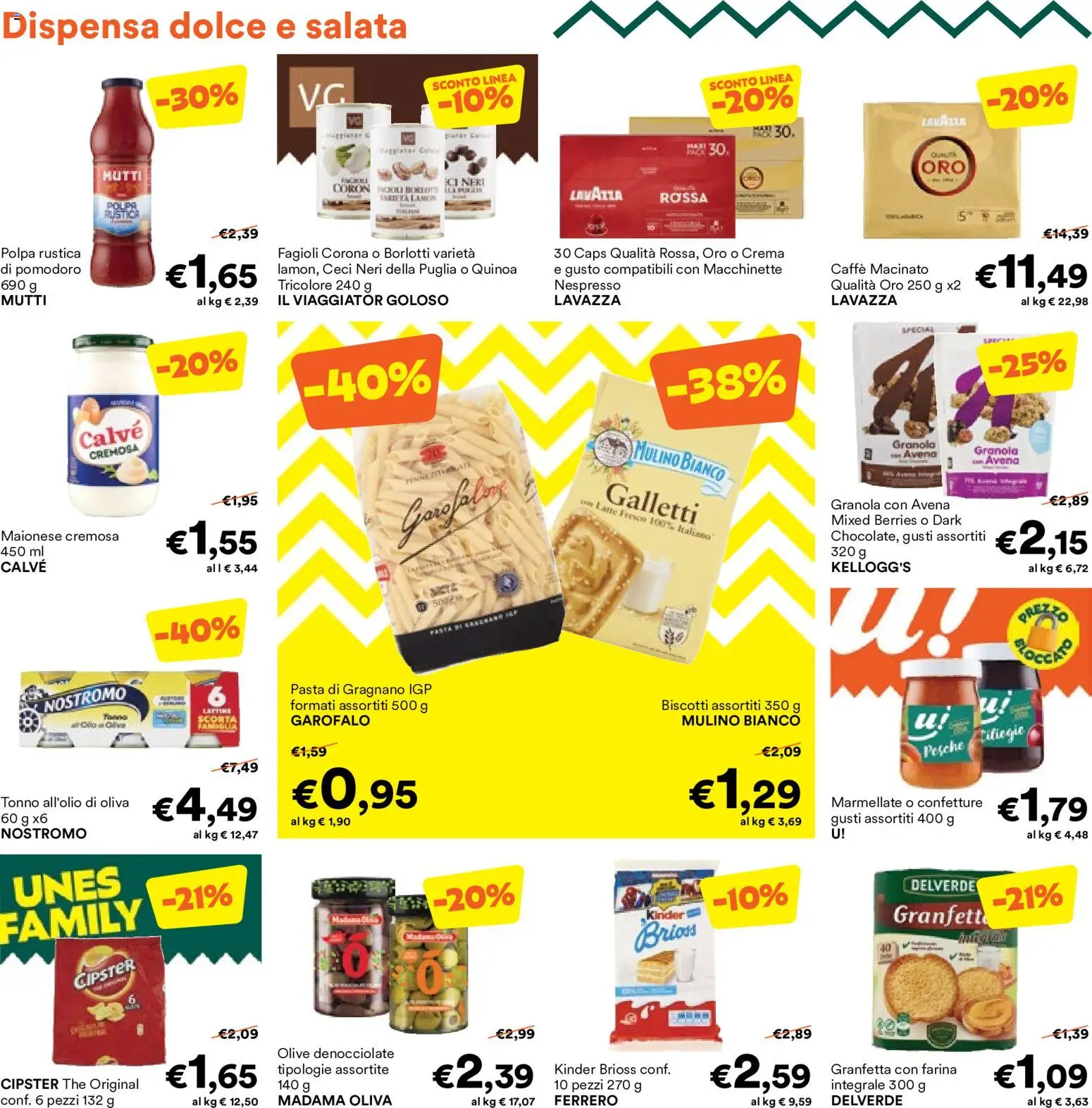 Volantino Unes del 29/07/2026 | Pagina: 8 | Prodotti: Crema, Ceci, Latte, Lavazza