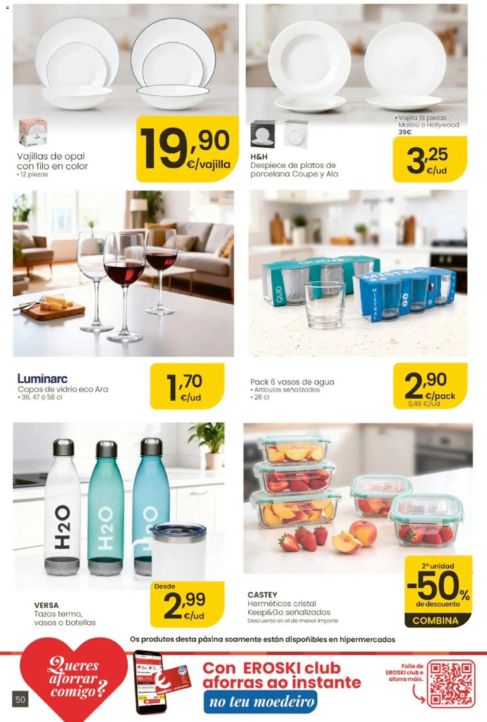 Eroski Ofertóns de verán │ válido desde el 28.05.2026 | Página: 50 | Productos: Vasos, Βρεφικό κρεβάτι