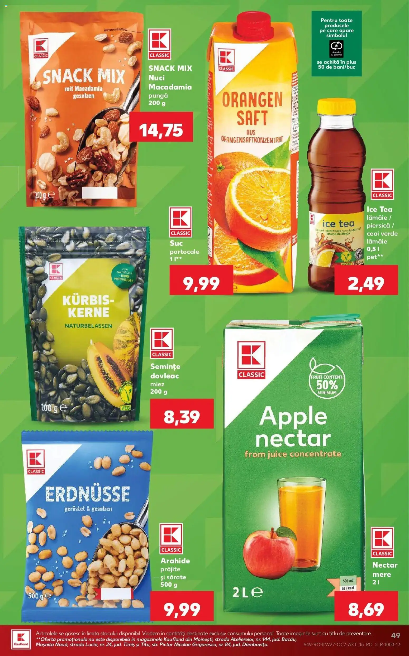 Noul catalog Kaufland – valabil de la 01.07.2026 | Pagină: 49 | Produse: Piersică, Arahide, Mere, Portocale