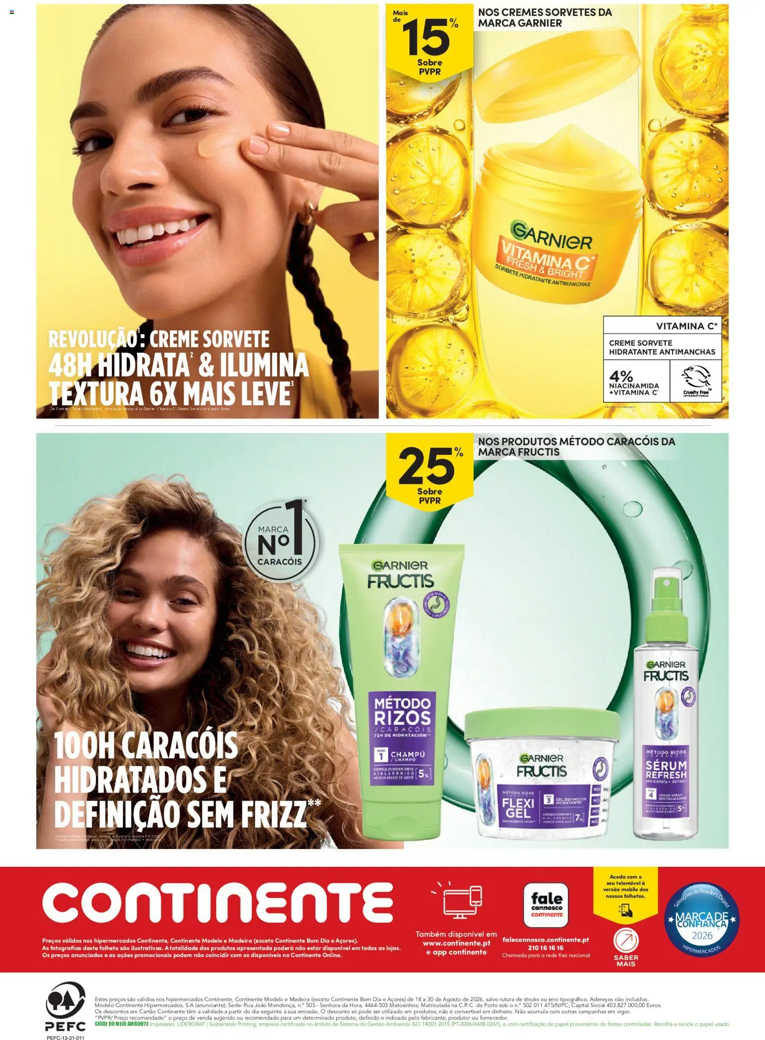 Continente Beleza Receita perfeita para um cuidado total │ válido de 18/08/2026 | Página: 24 | Produtos: Champô, Sérum, Creme, Sorvete