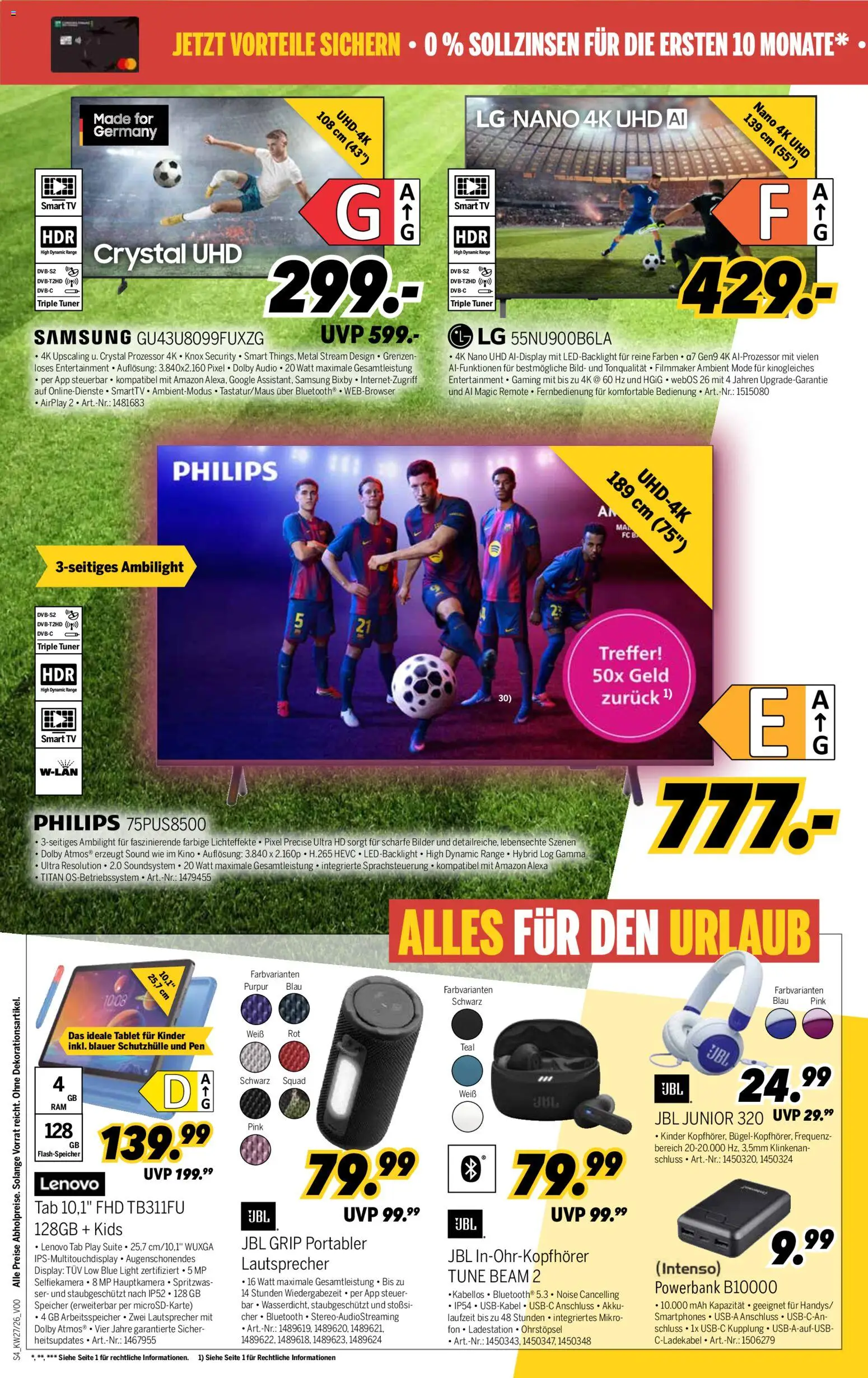 Medimax Prospekt – gültig ab 27.06.2026 | Seite: 4 | Produkte: Soundsystem, Powerbank, Tablet, TV
