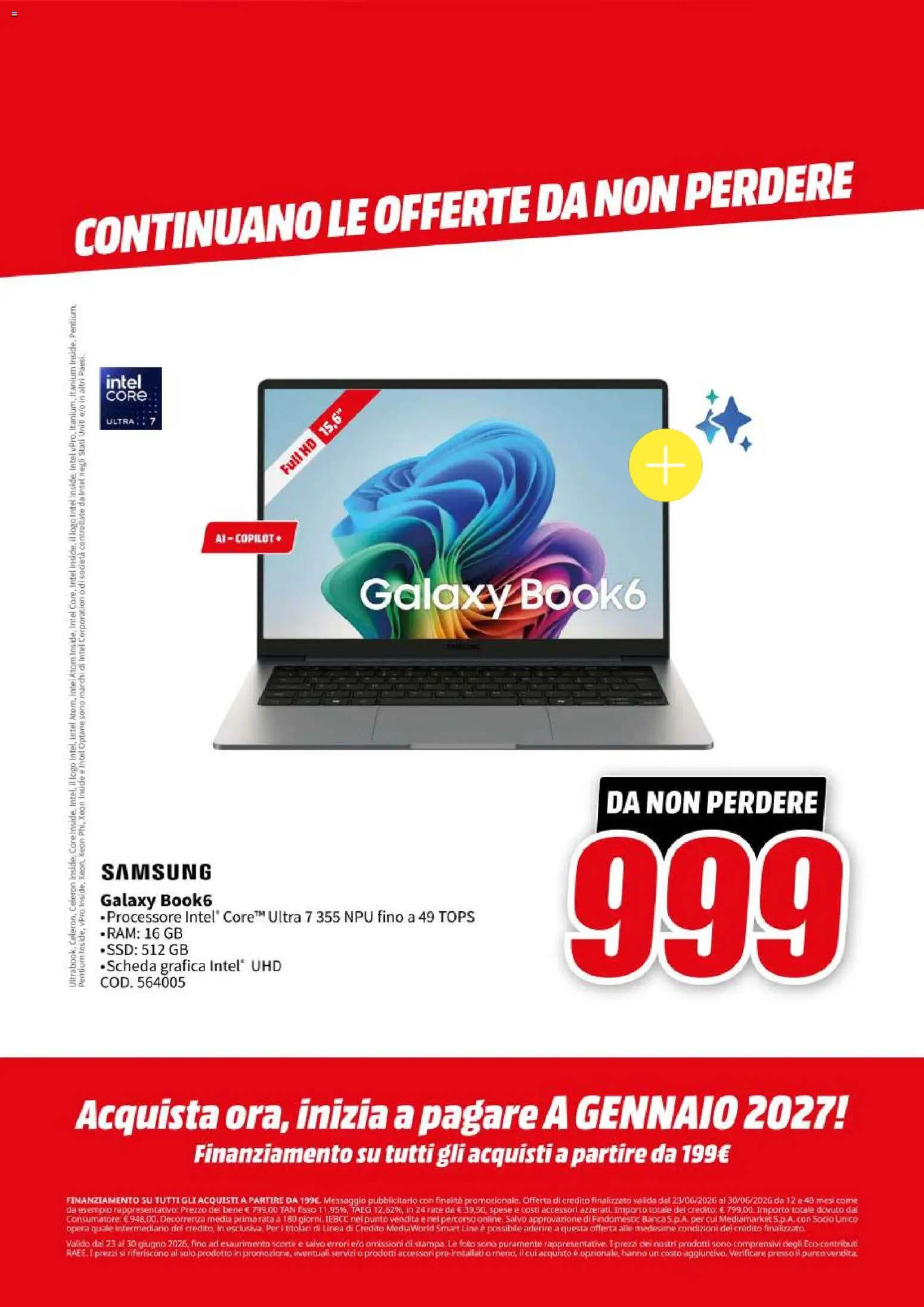 Volantino Media World del 23/06/2026 | Pagina: 19 | Prodotti: Samsung Galaxy, Samsung