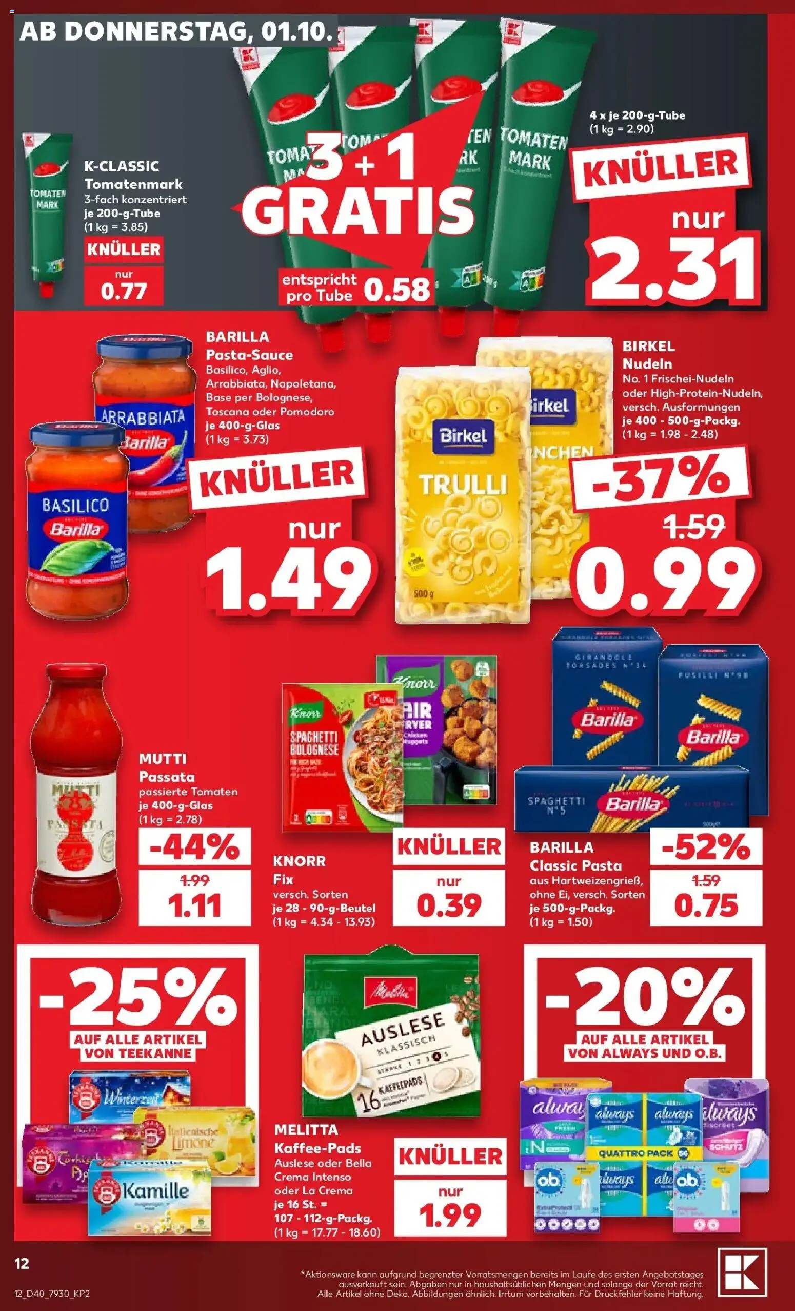 Prospekt Kaufland ab 28.09.2026 » Angebote Online zum Blättern | Seite: 22 | Produkte: Spaghetti, Tomaten, Pasta, Nudeln