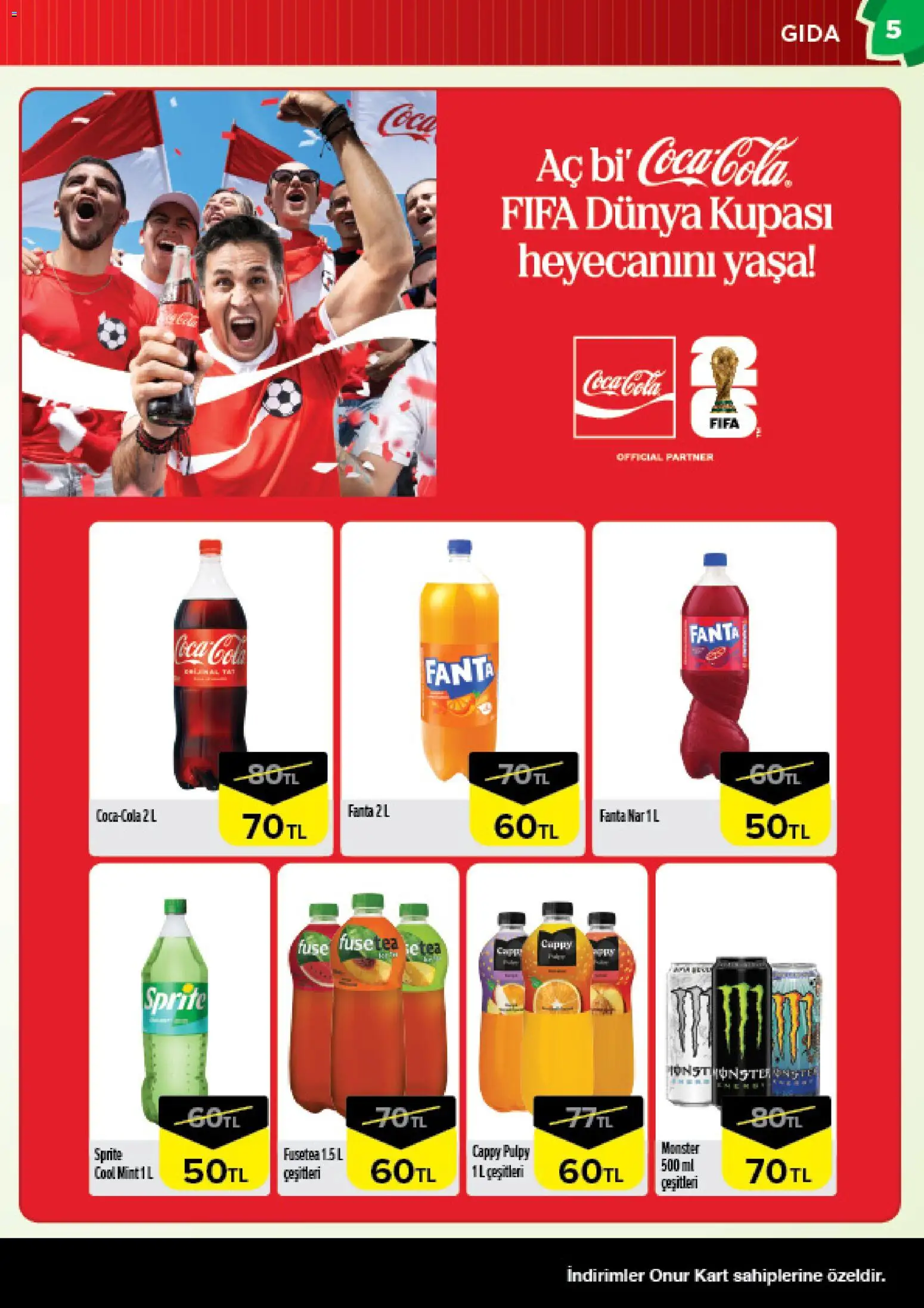 Onur Market Katalog - 30 Haziran 2026 tarihinden itibaren geçerlidir | Sayfa: 5 | Ürünler: Nar, Fanta, Sprite