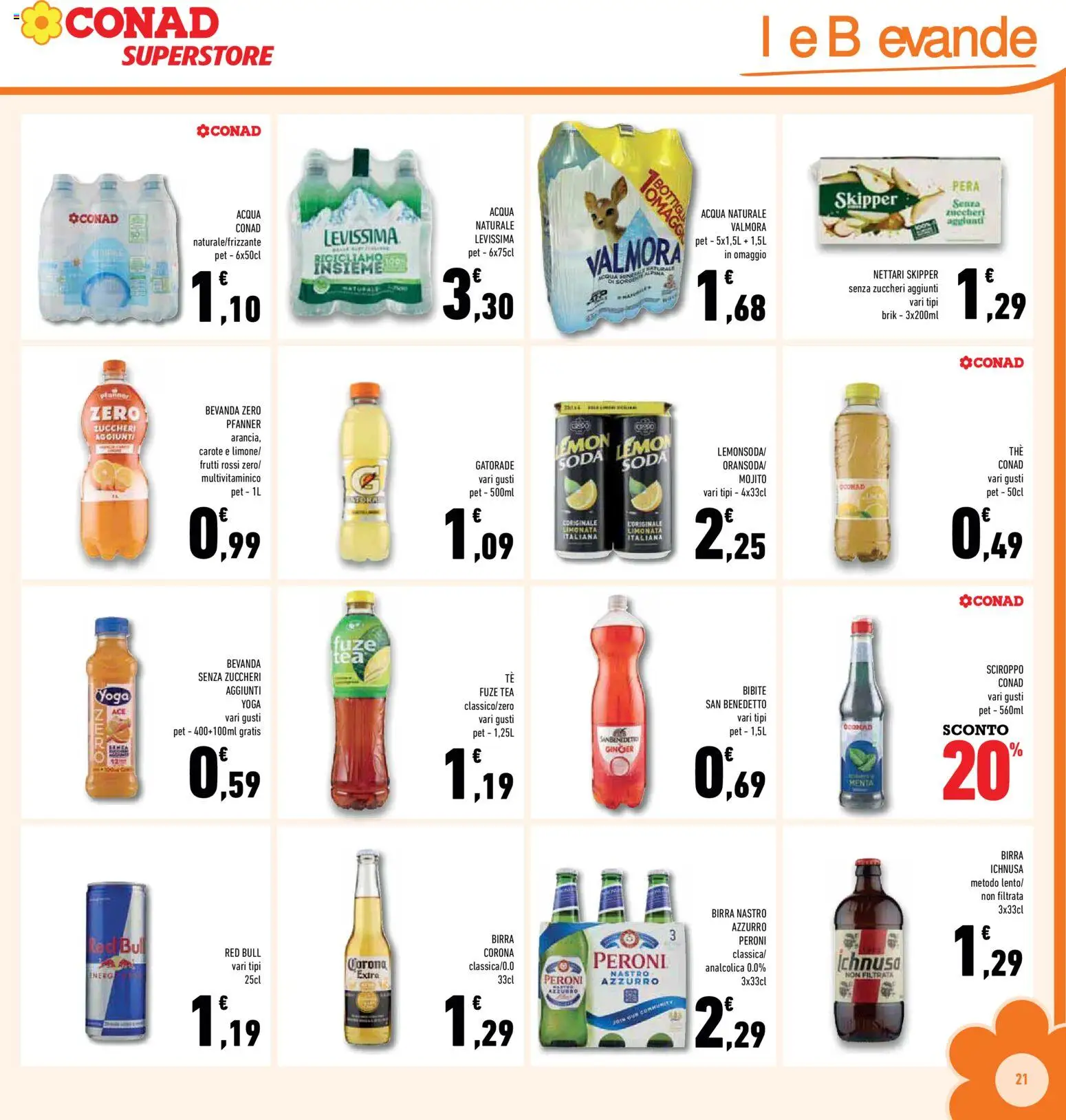 Volantino Conad del 06.05.2026 | Pagina: 21 | Prodotti: Tè, Carote, Bibite, Red Bull