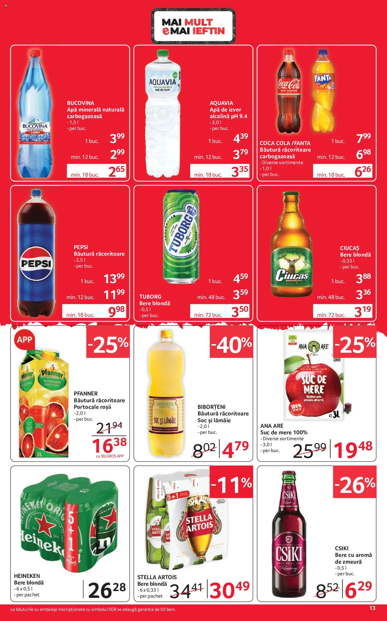 Noul catalog Selgros – valabil de la 18.09.2026 | Pagină: 13 | Produse: Bere, Mere, Apă, Lămâie