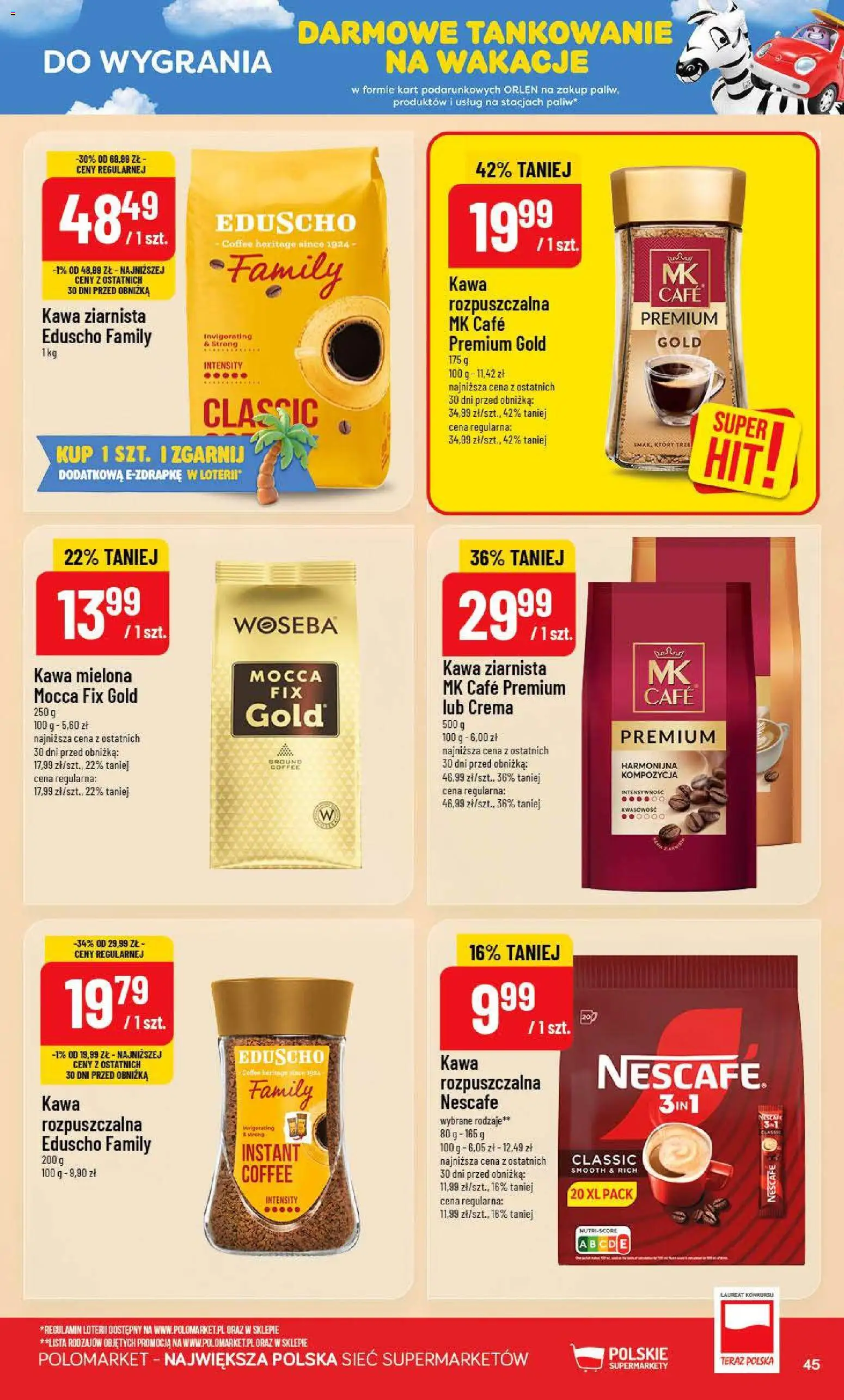 POLOmarket gazetka od 15.07.2026 | Strona: 45 | Produkty: Nescafe, Kawa ziarnista, Kawa