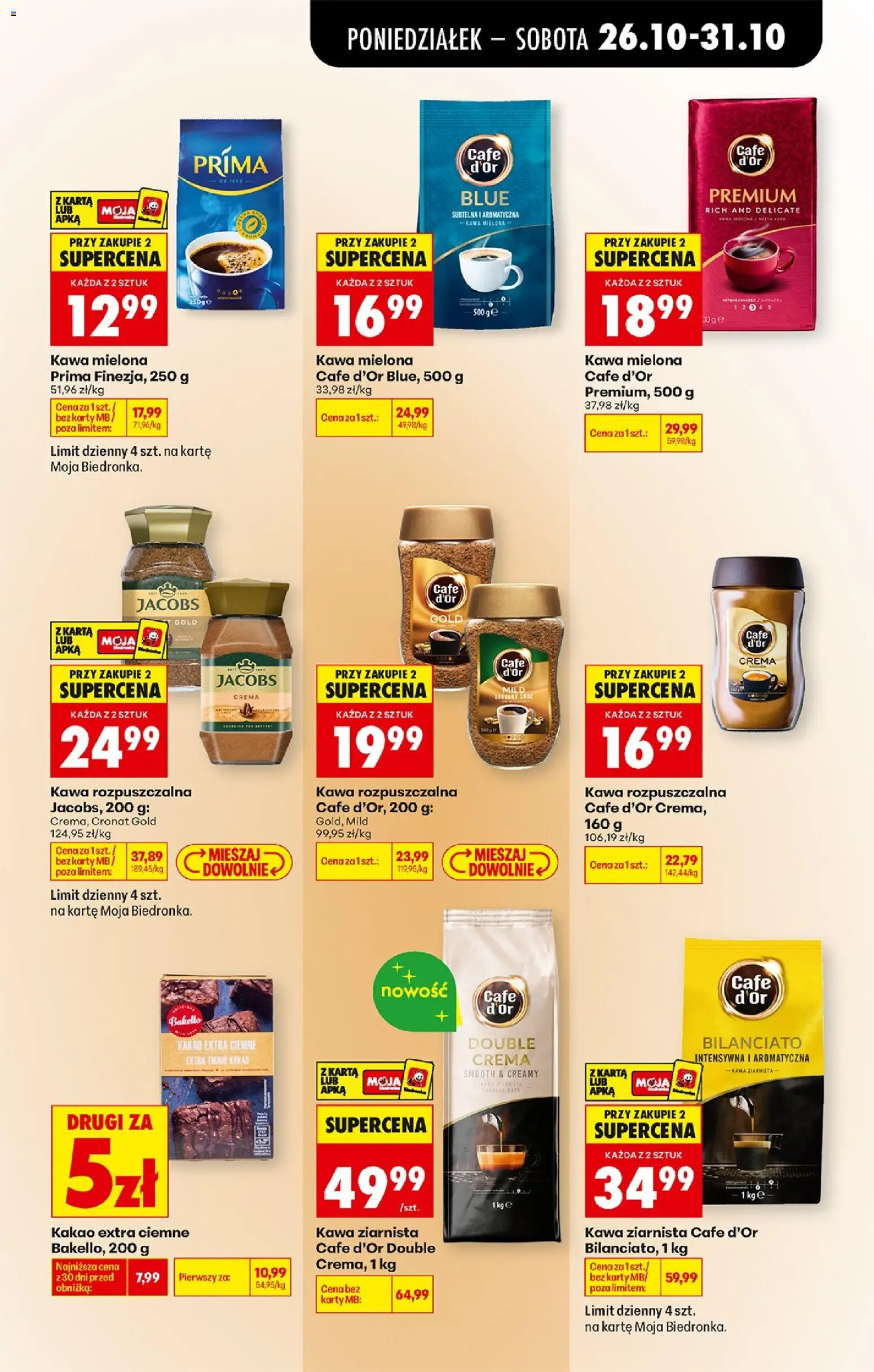 Biedronka Polsko leták - Codziennie niskie ceny od 26.10.2026 | Strana: 71 | Produkty: Jacobs Gold, Jacobs, Karty, Kakao