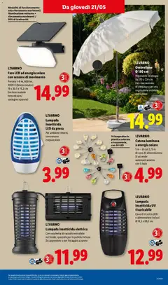 Anteprima del volantino LIVARNO Lampada insetticida LED da presa, Per ambienti interni, con sensore crepuscolare valido a partire dal 21.05.2026 | Pagina: 29 | Prodotti: Spazzola, Ombrellone, USB, Insetticida