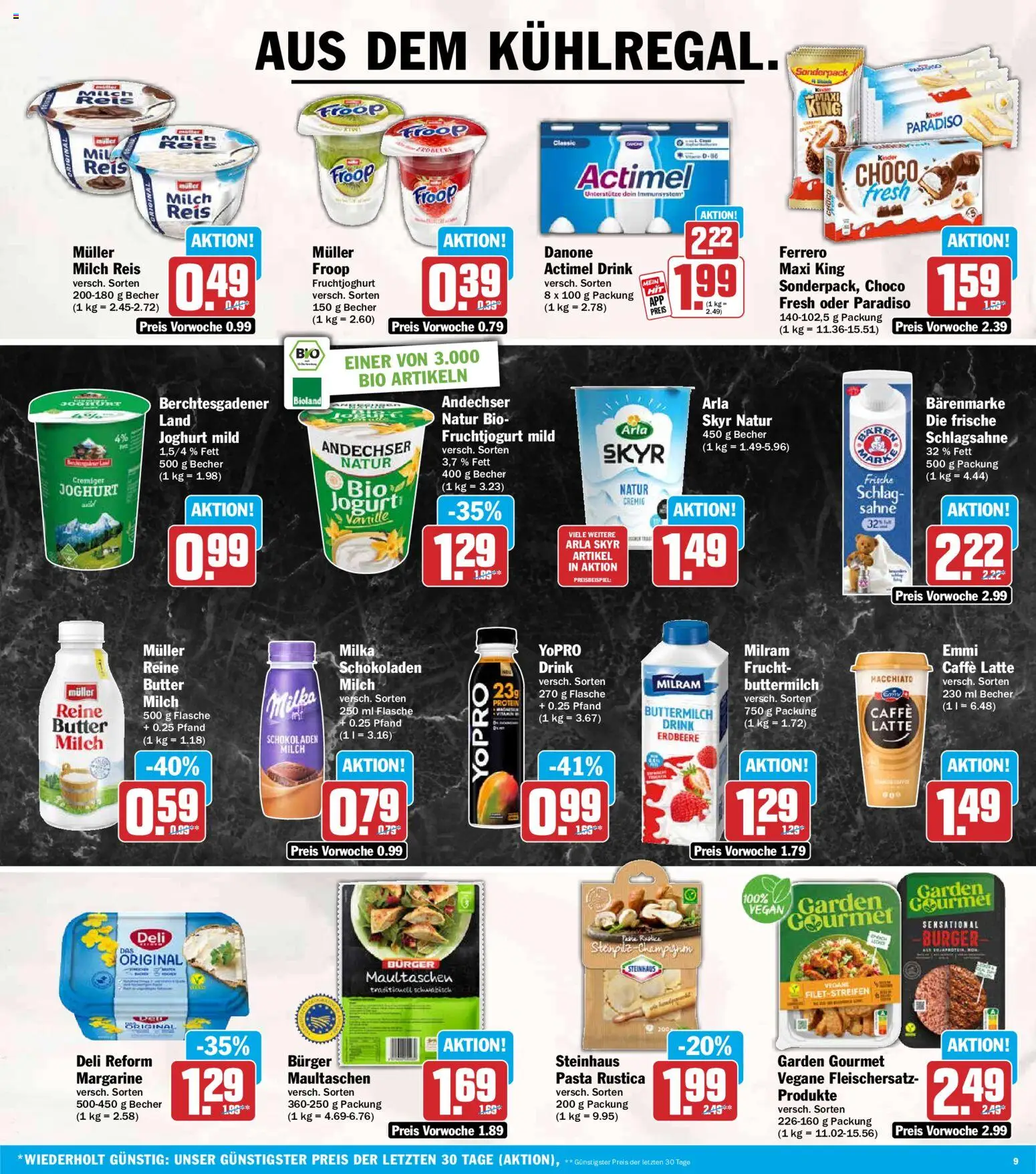 HIT Prospekt – gültig ab 10.08.2026 | Seite: 9 | Produkte: Buttermilch, Joghurt, Arla skyr, Deli reform