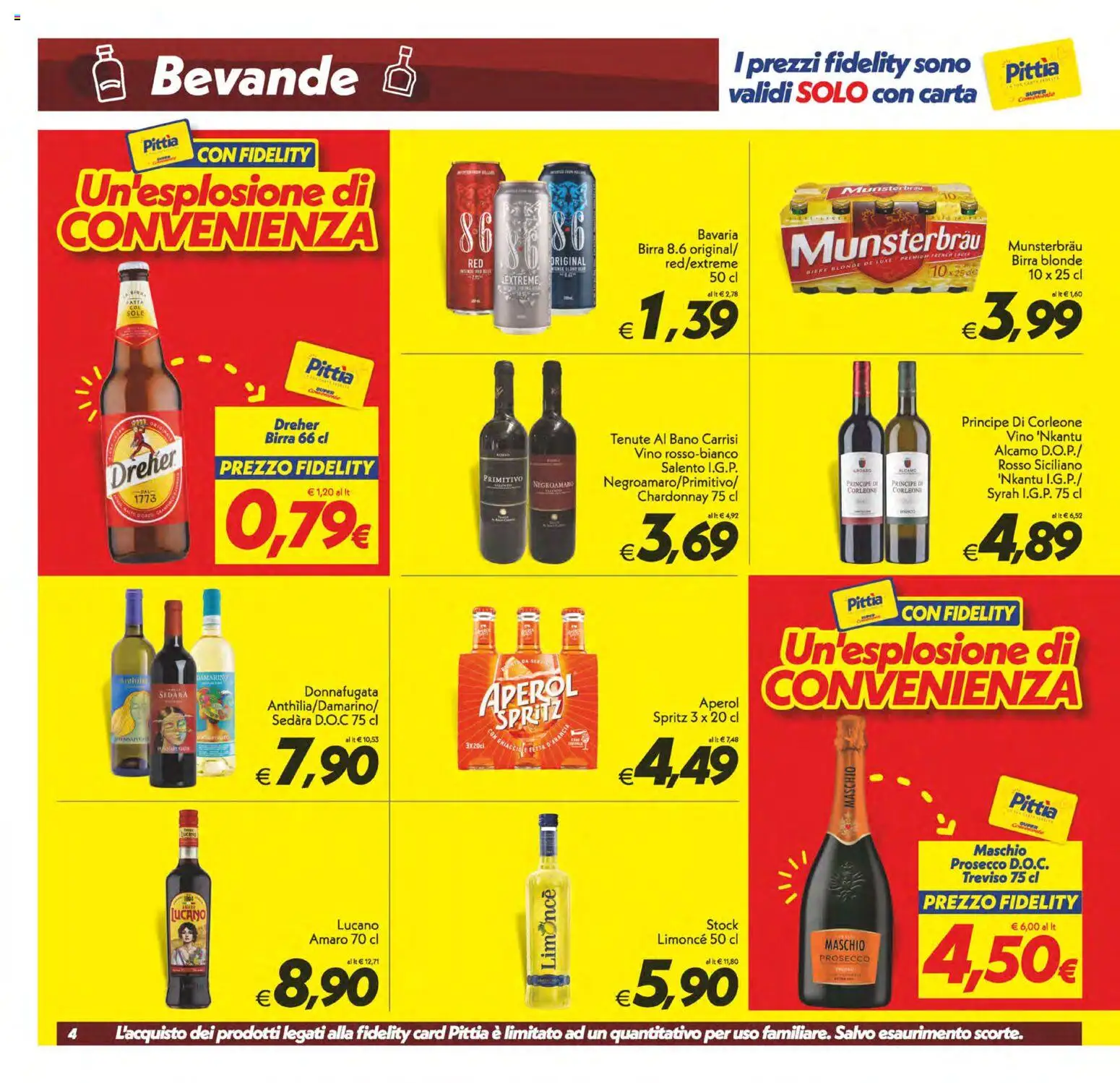 Volantino SuperConveniente del 19/06/2026 | Pagina: 4 | Prodotti: Birra, Prosecco, Aperol, Amaro