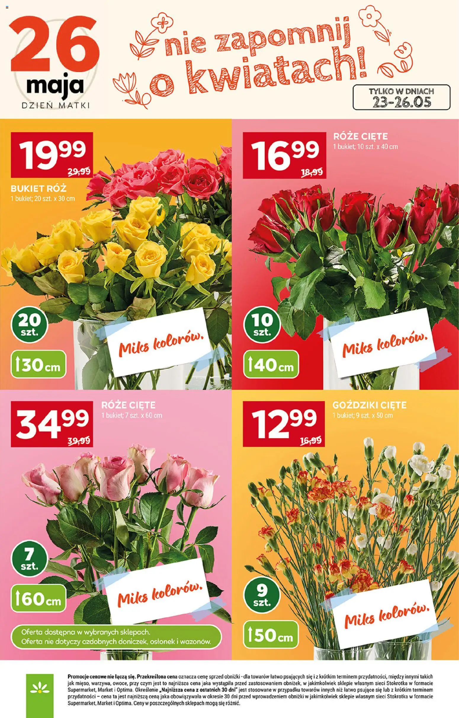 Stokrotka gazetka - Market od 21.05.2026 | Strona: 9 | Produkty: Goździki, Stokrotka, Róż