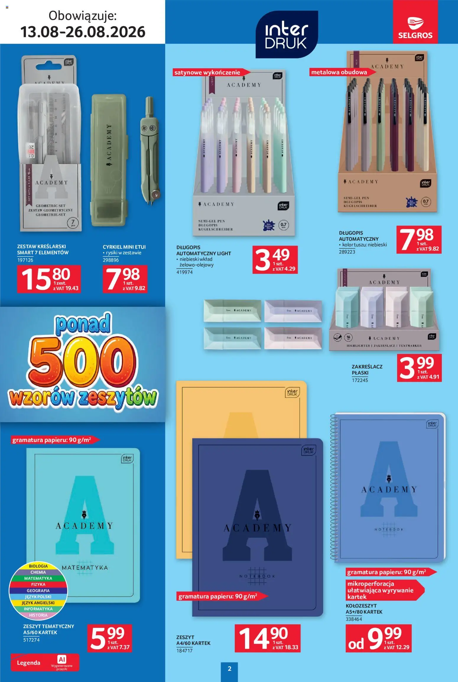 Selgros cash&carry gazetka - Szkola od 13.08.2026 | Strona: 2 | Produkty: Notebook, Zeszyt