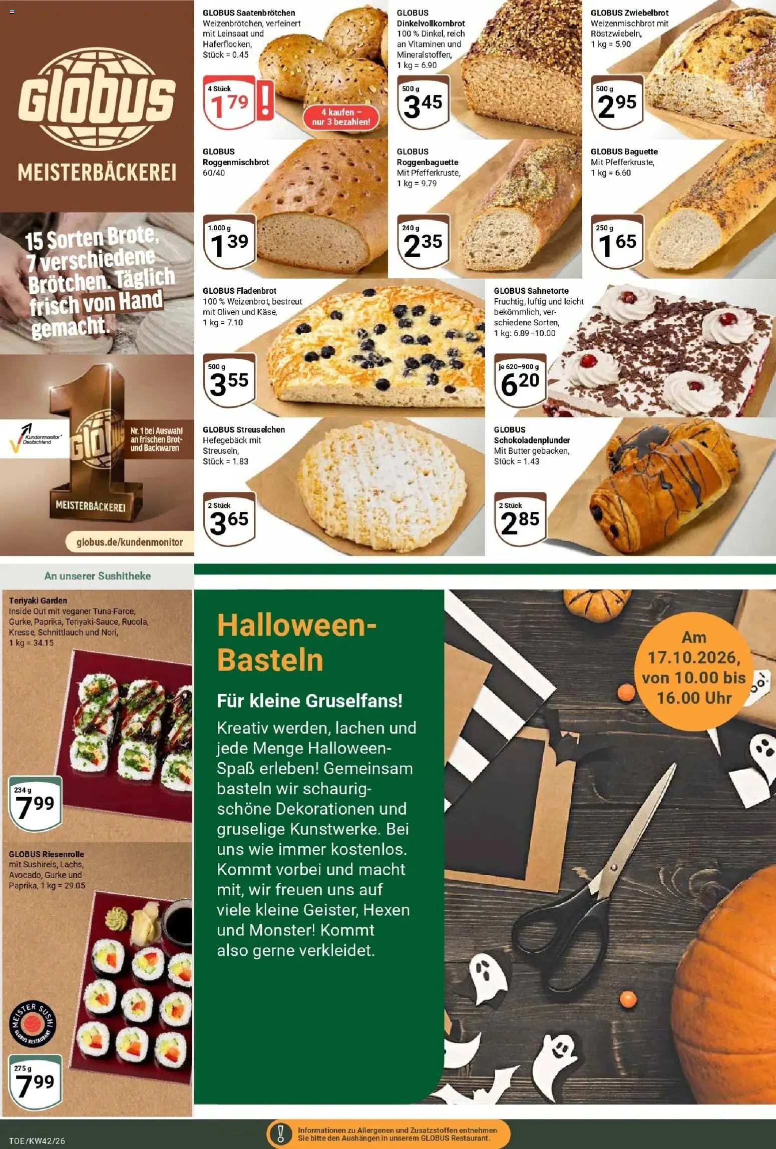 Globus Prospekt Tönisvorst (ab 12.10.2026) » Angebote online | Seite: 8 | Produkte: Butter, Baguette, Monster, Brot