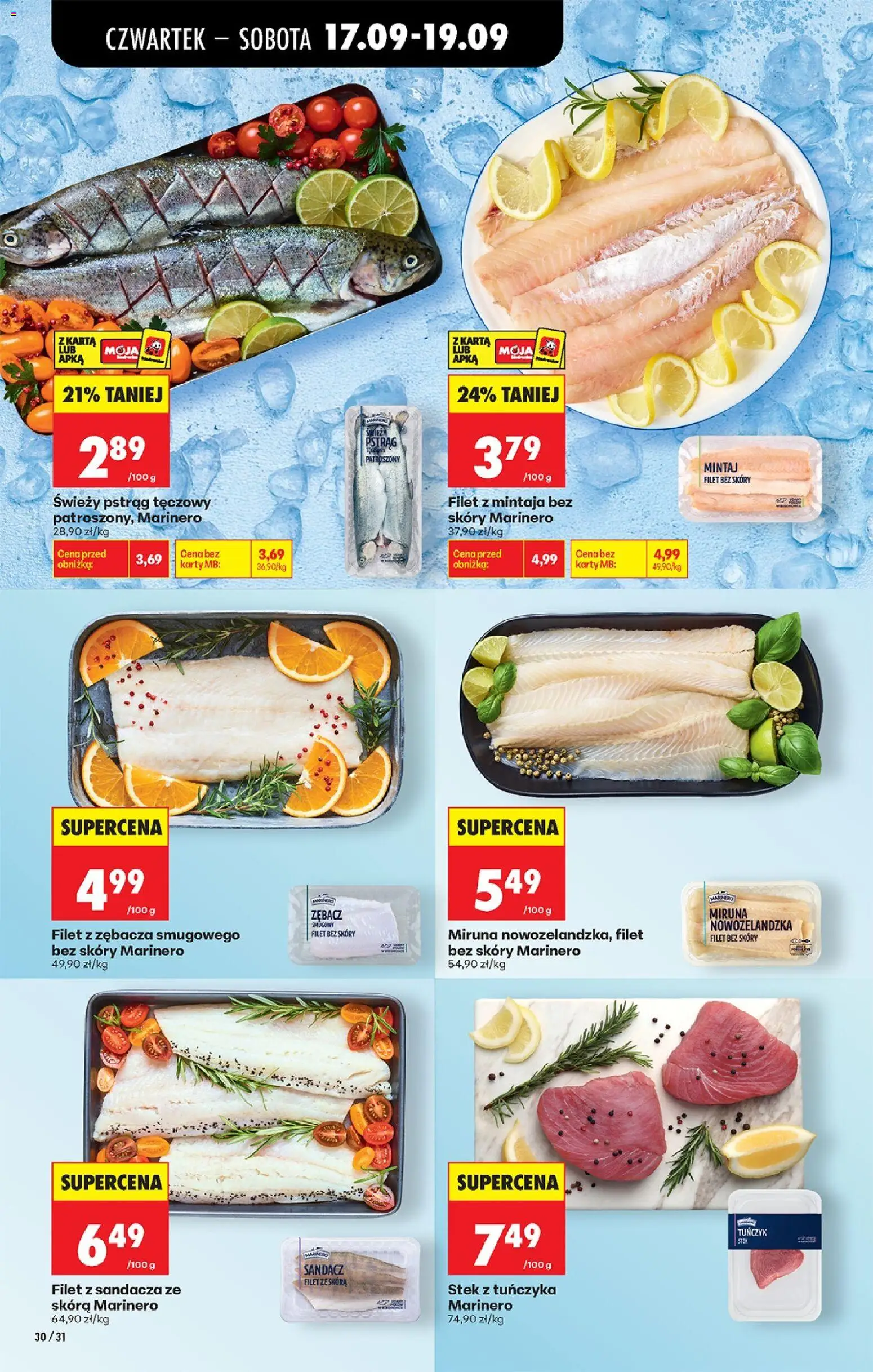 Biedronka gazetka od czwartku od 17.09.2026 | Strona: 48 | Produkty: Stek, Miruna, Pstrąg, Tuńczyk