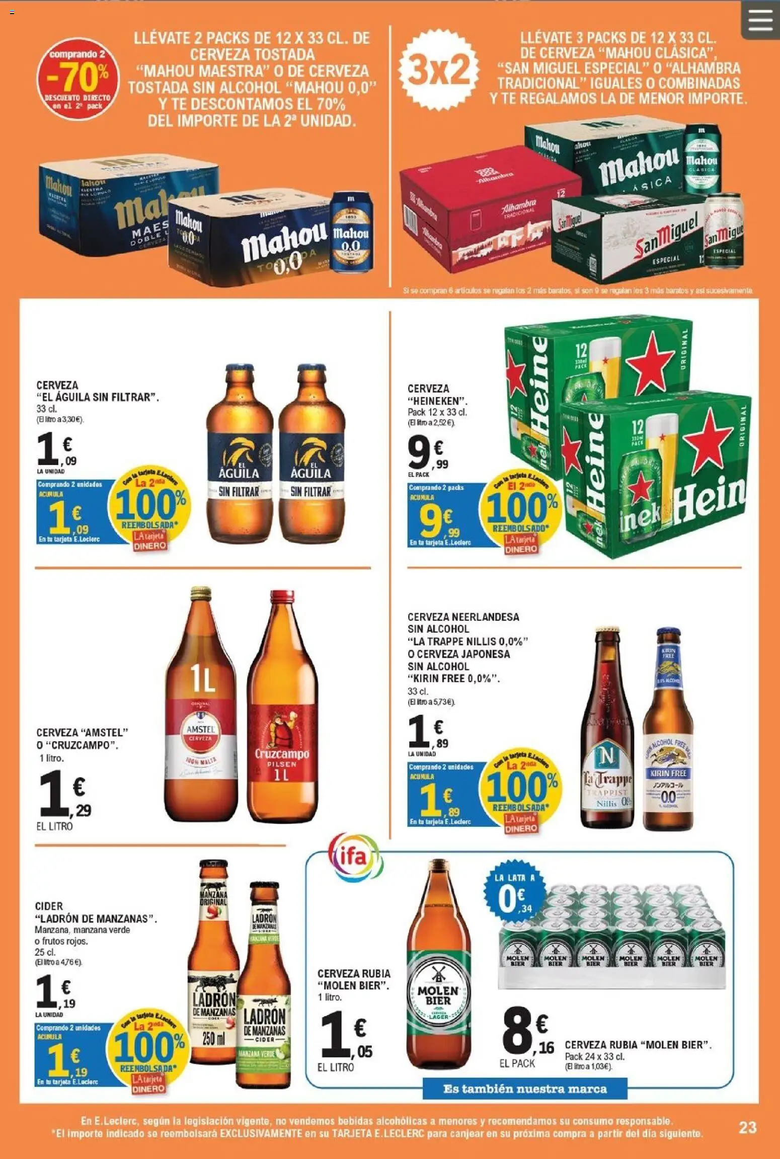E.Leclerc Miranda de Ebro │ válido desde el 09/09/2026 | Página: 23 | Productos: Manzana, Té, Bebidas, Alcohol
