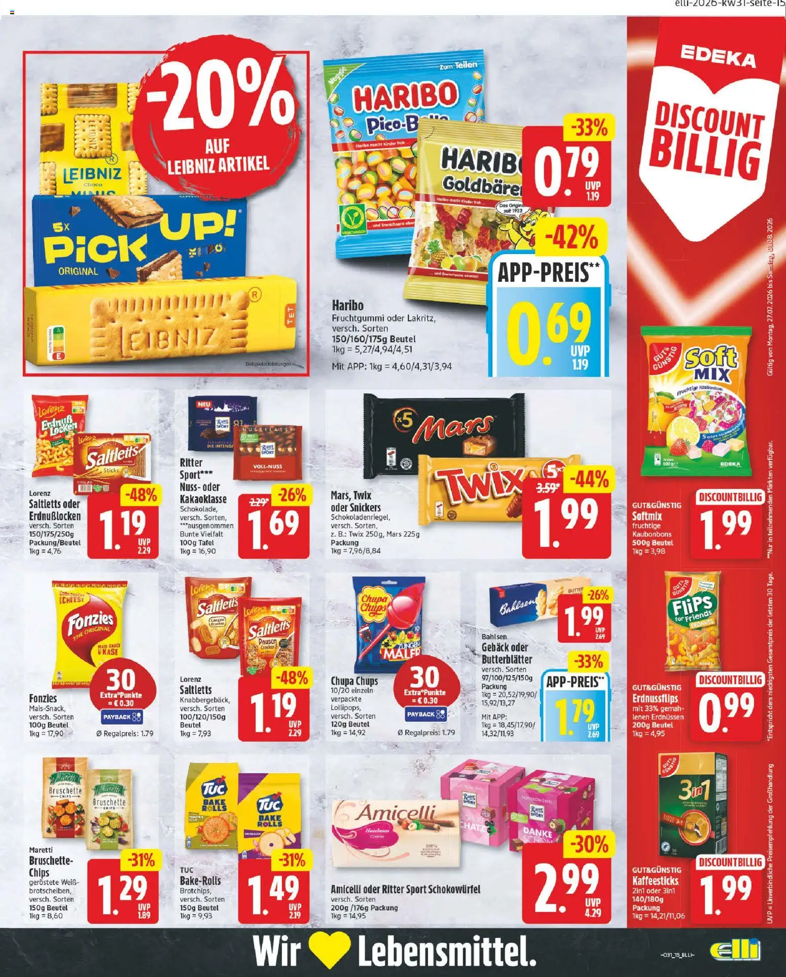Elli Markt Prospekt Lippstadt – gültig ab 27.07.2026 | Seite: 19 | Produkte: Snickers, Creme, Mars, Chips
