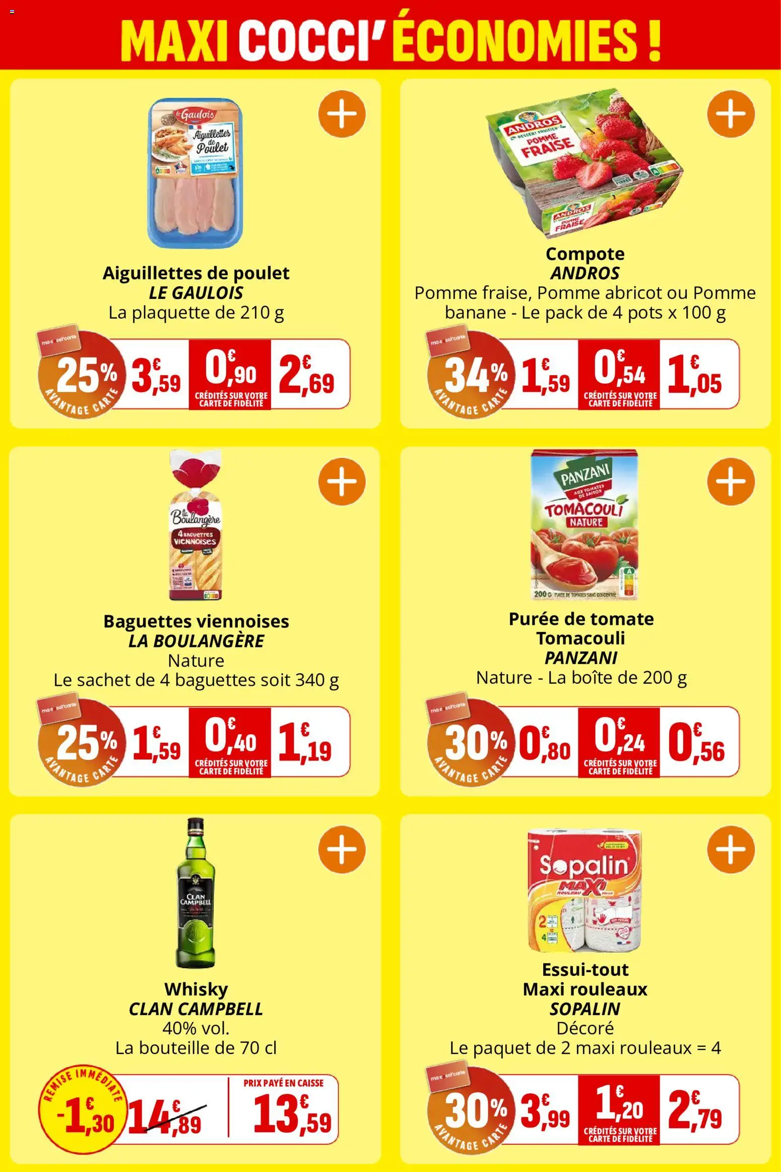 {H1} | Page: 3 | Produits: Abricot, Tomate, Poulet, Banane