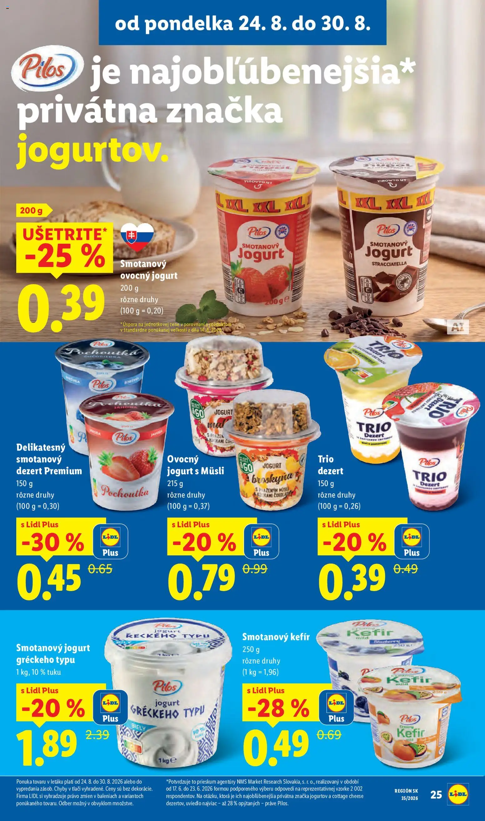 Nové Lidl akcie – leták je platný od 24.08.2026 | Strana: 34 | Produkty: Jogurt, Müsli, Cottage cheese, Smotanový jogurt