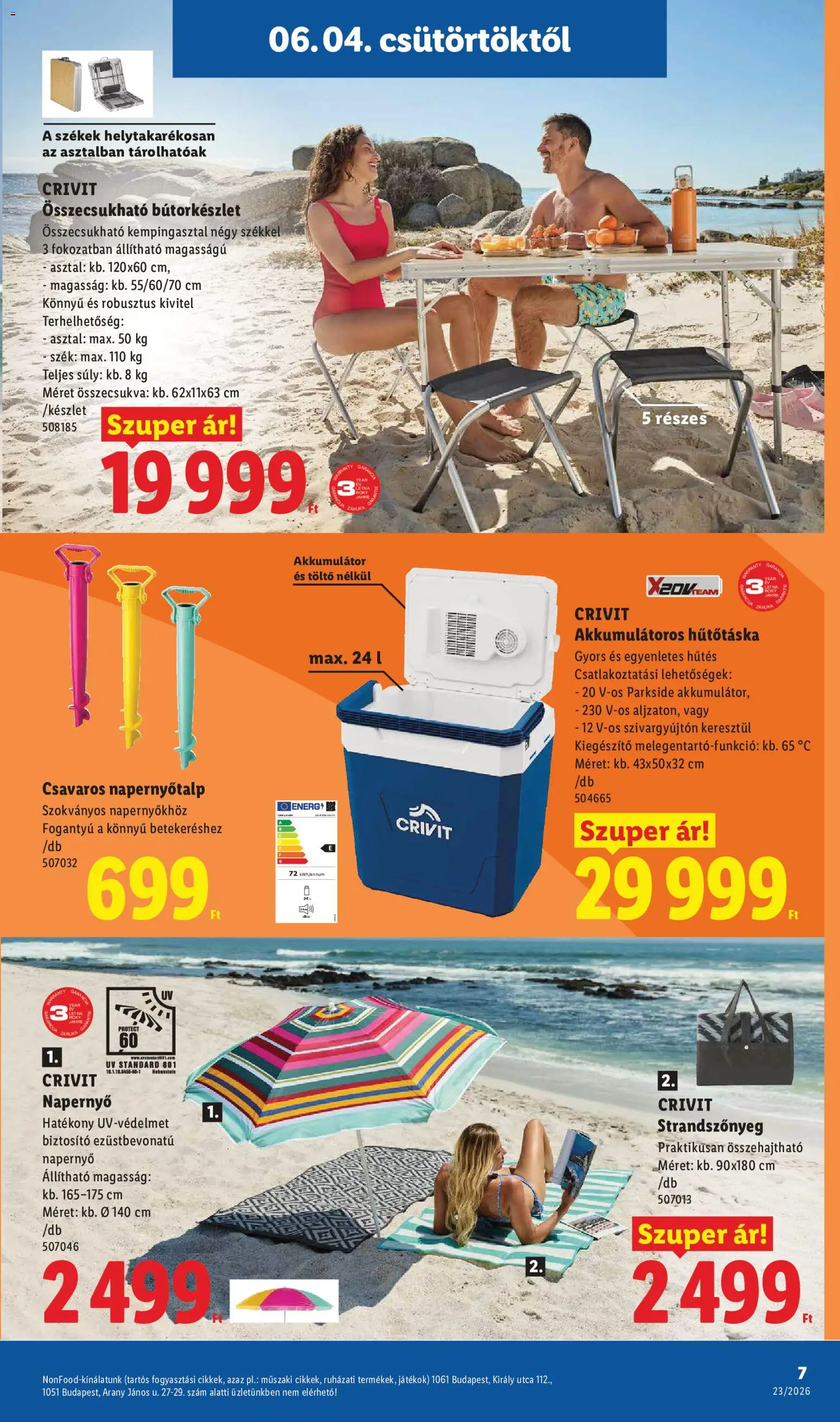 Lidl akciós ujság - amely érvényes a következő dátumtól: 04.06.2026 | Oldal: 7 | Termékek: Parkside, Asztal, Szék, Akkumulátor