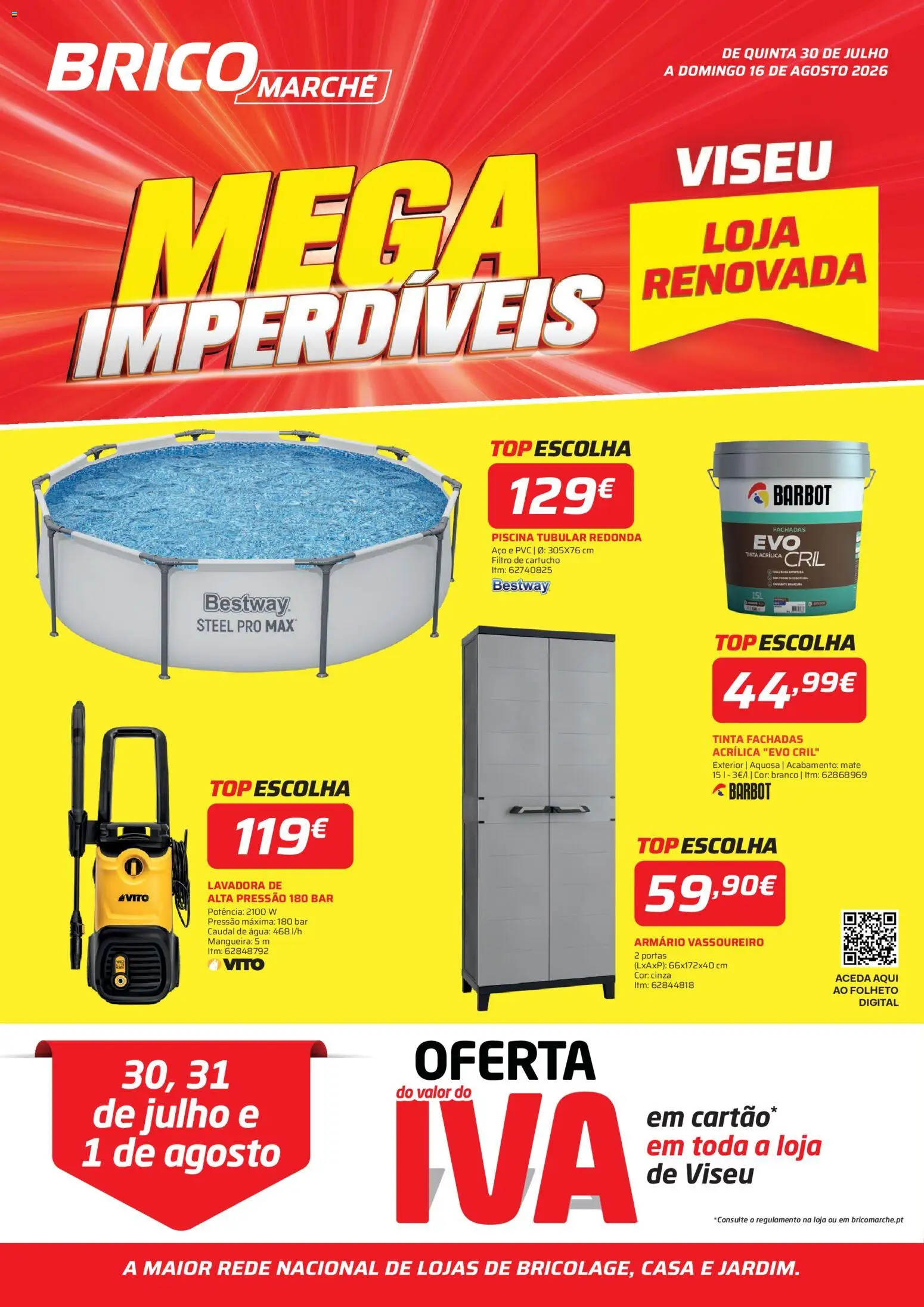 BricoMarché Folheto 11 - Mega Imperdíveis - Viseu │ válido de 30/07/2026 | Página: 1 | Produtos: Armário, Tinta, Portas, Mangueira