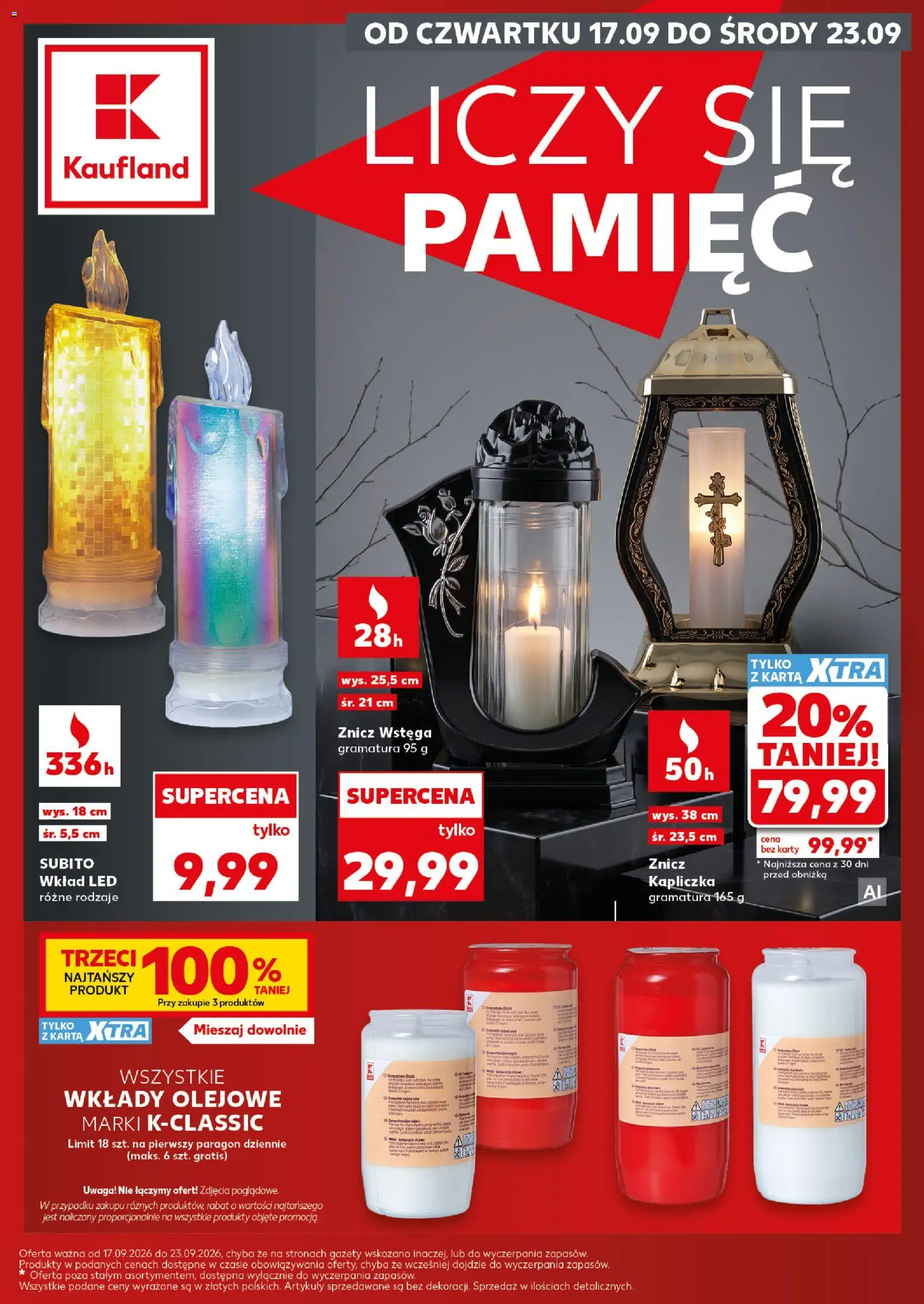 Kaufland Polsko leták - Katalog znicze od 17.09.2026 | Strana: 1 | Produkty: Karty, LED