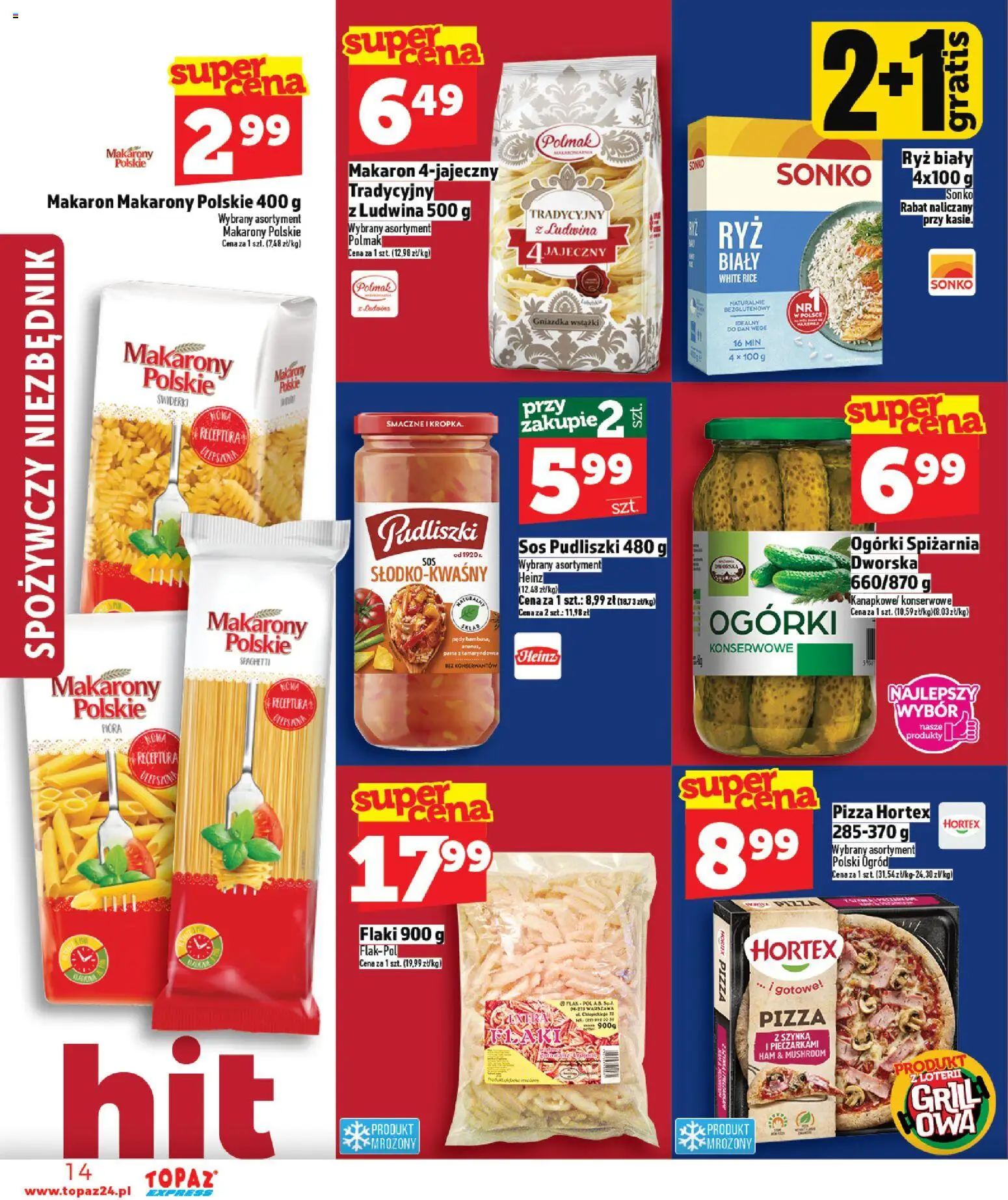 Topaz gazetka - Express od 14.05.2026 | Strona: 14 | Produkty: Grill, Szynka, Makarony, Sos